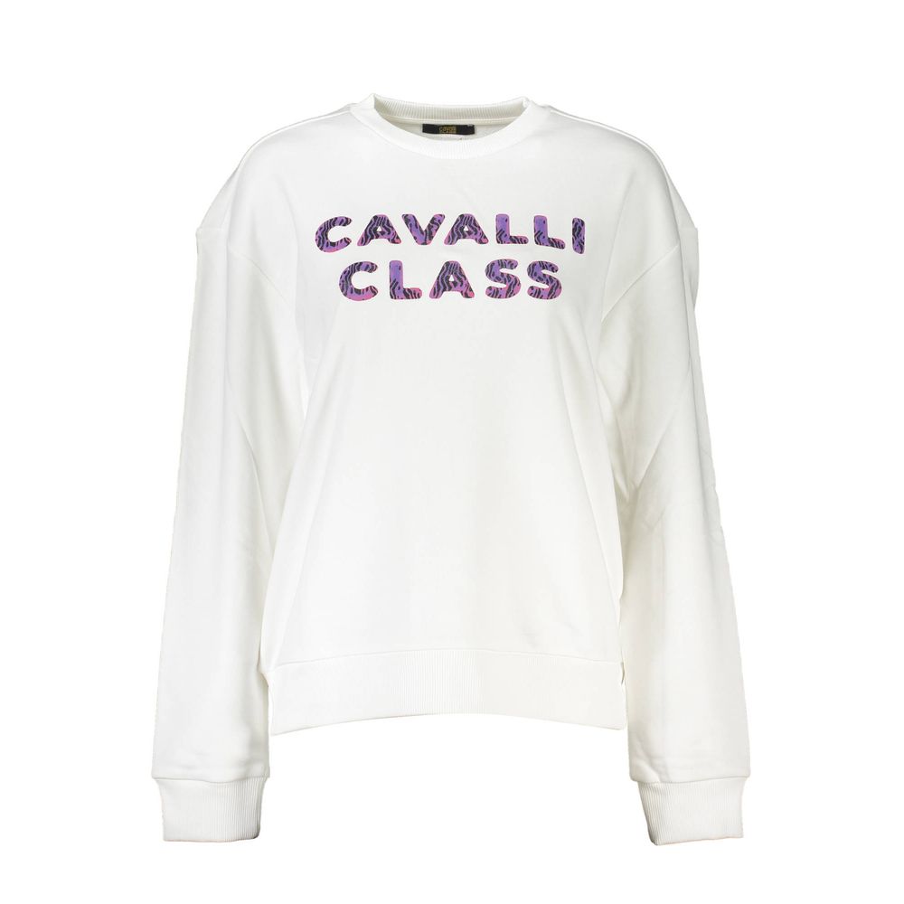 Cavalli Class Bianco Cotton Women Sweatshirt | Regal Royce