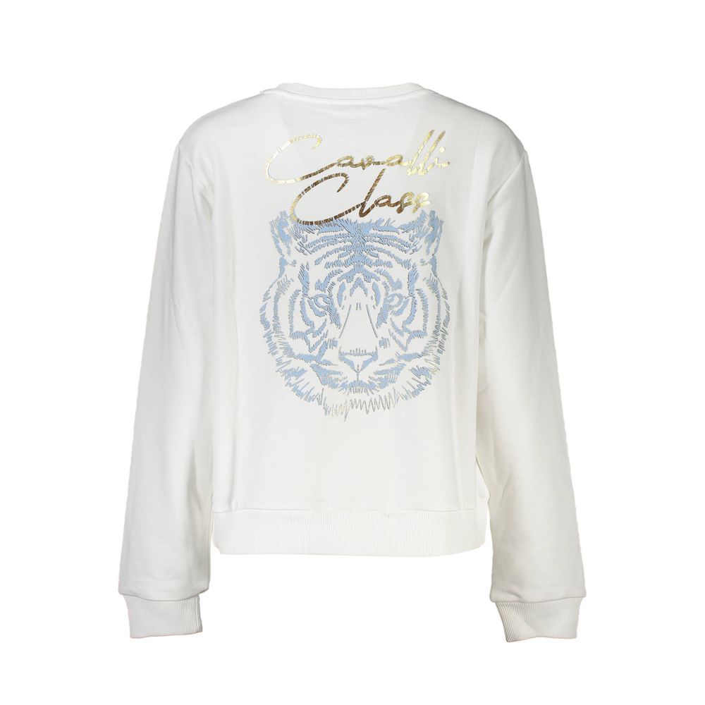 Cavalli Class Bianco Cotton Women Sweatshirt | Regal Royce