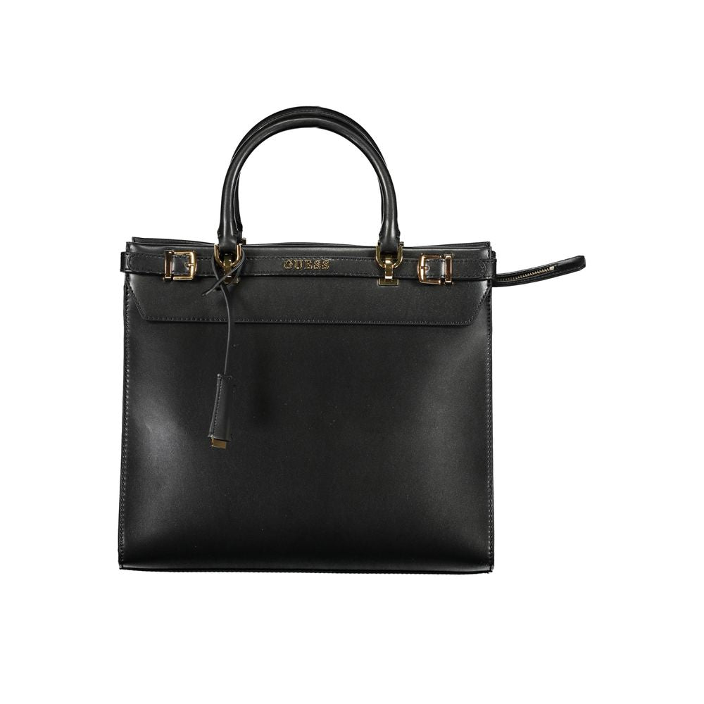 Guess Jeans Black Polyurethane Women Handbag | Regal Royce