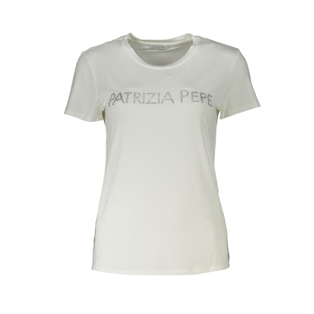 Patrizia Pepe White Organic Cotton Women T-Shirt | Regal Royce