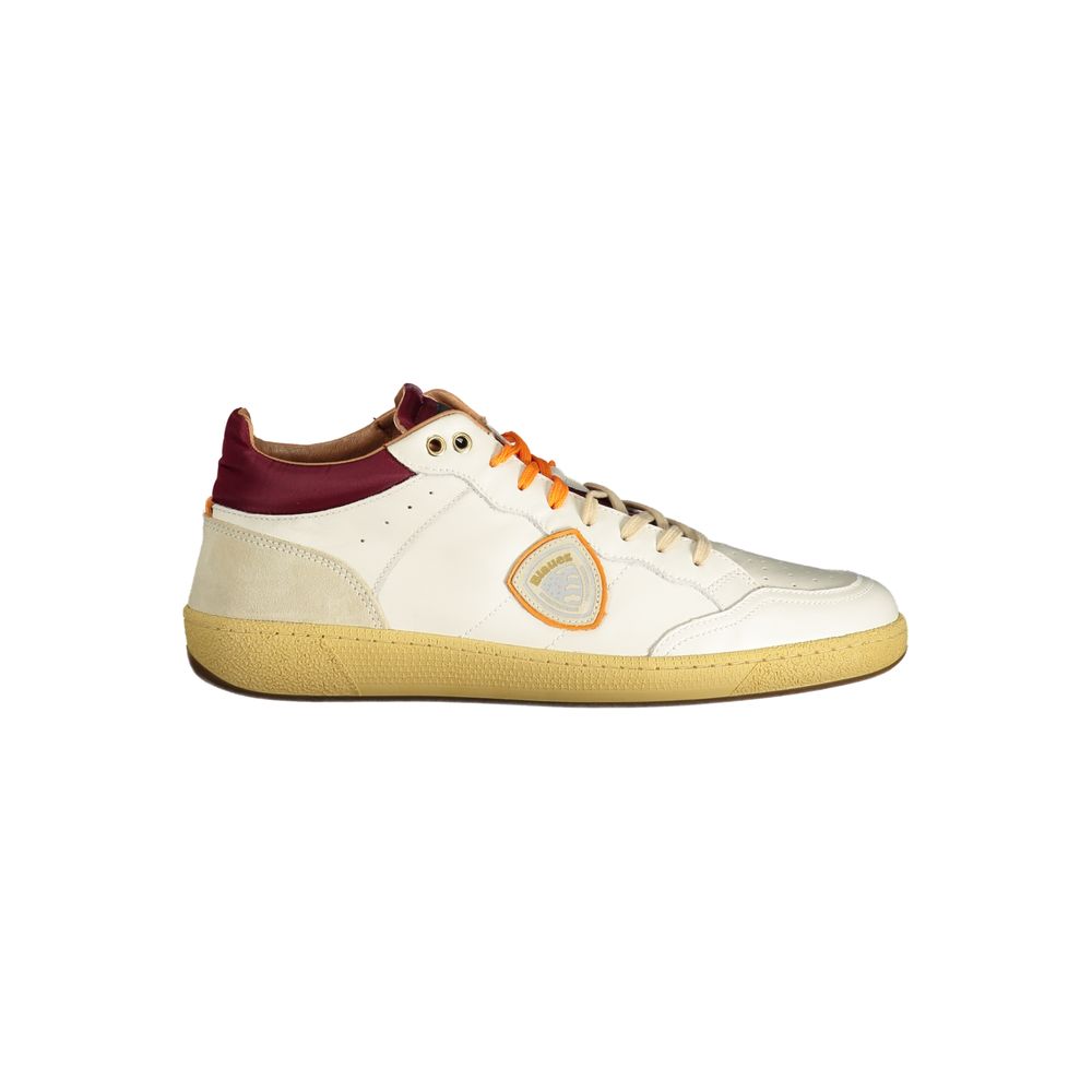 Blauer White Leather Men's Sneaker | Regal Royce