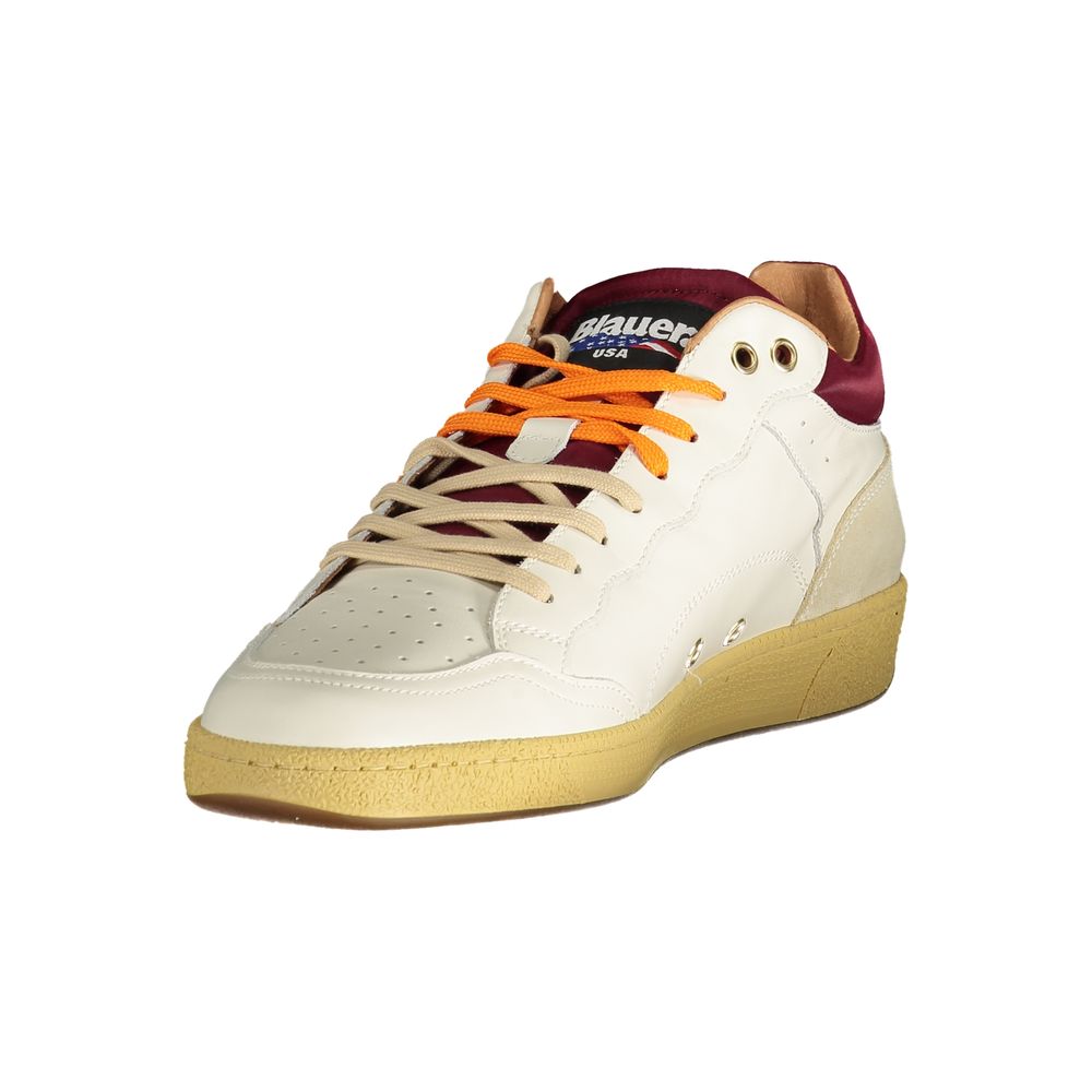 Blauer White Leather Men's Sneaker | Regal Royce