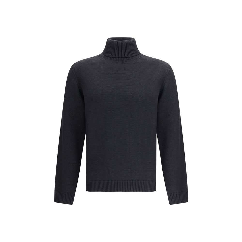 Roberto Collina Black Merino Wool Turtleneck | Regal Royce