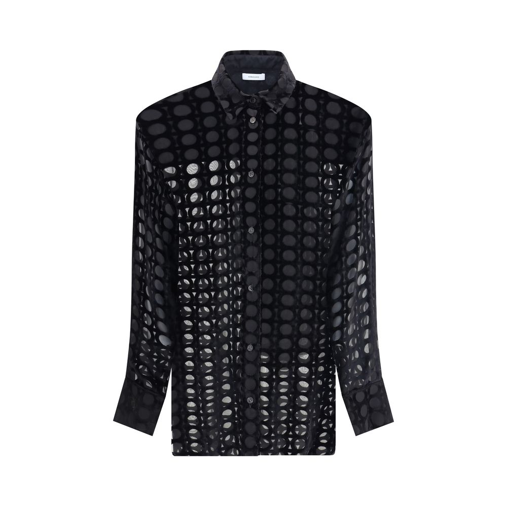 Ferragamo Black Silk Pattern Shirt | Regal Royce