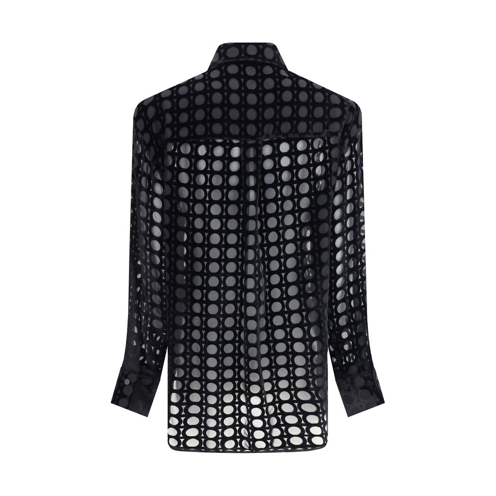 Ferragamo Black Silk Pattern Shirt | Regal Royce