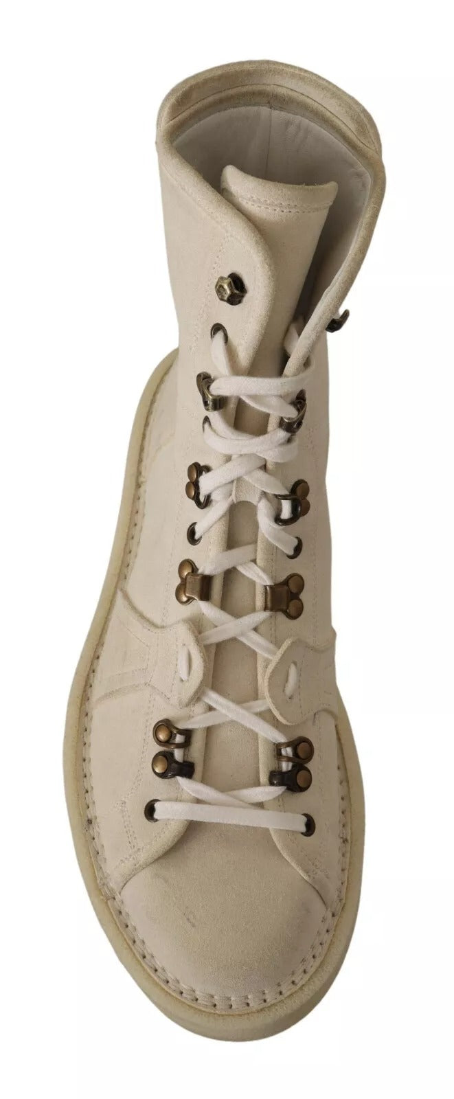 Dolce & Gabbana White Leather Lace Up Mens Boots | Regal Royce