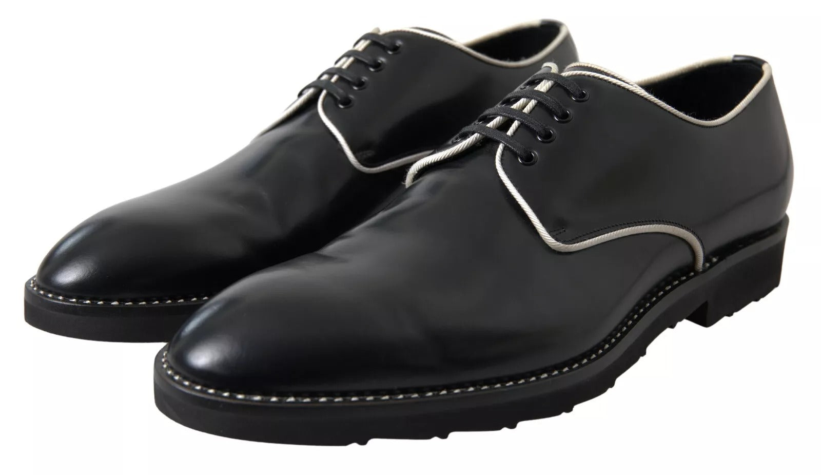 Dolce & Gabbana Black White Leather Formal Dress Shoes | Regal Royce