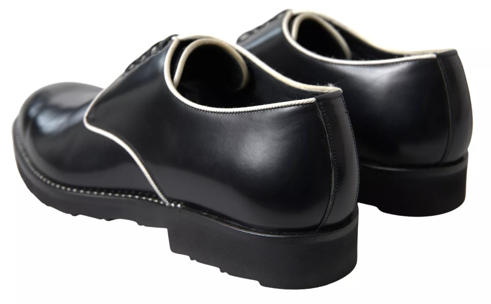 Dolce & Gabbana Black White Leather Formal Dress Shoes | Regal Royce