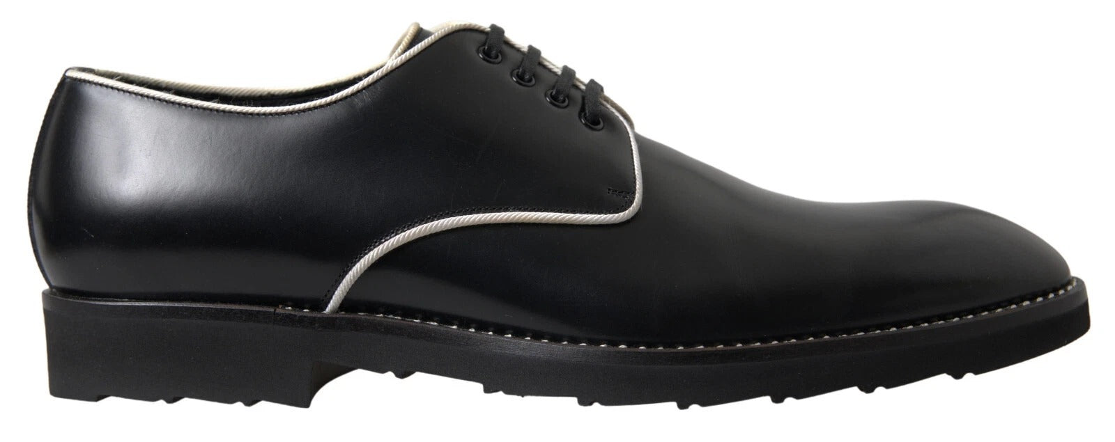 Dolce & Gabbana Black White Leather Formal Dress Shoes | Regal Royce