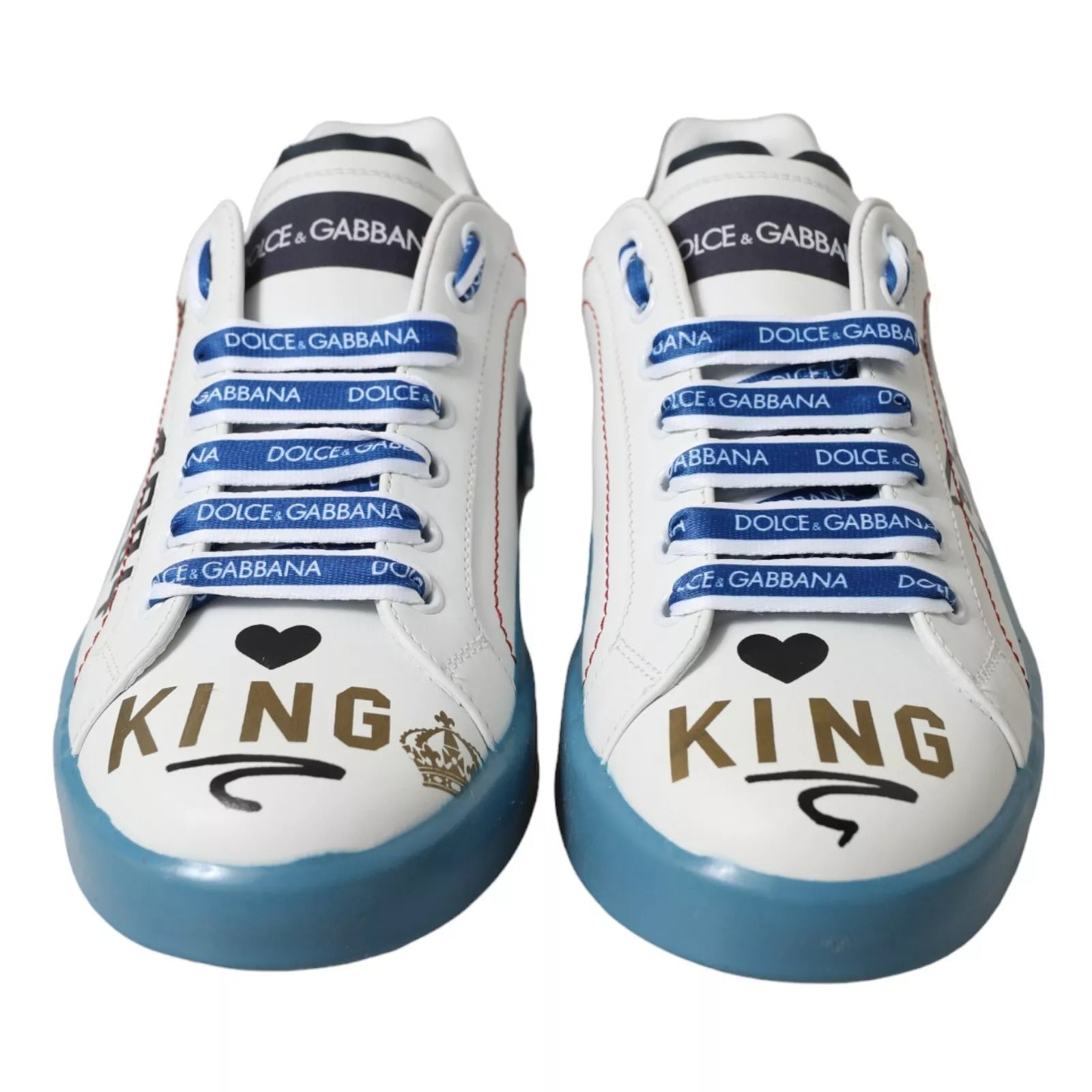 Dolce & Gabbana Blue White Printed Portofino Melt Sneakers | Regal Royce