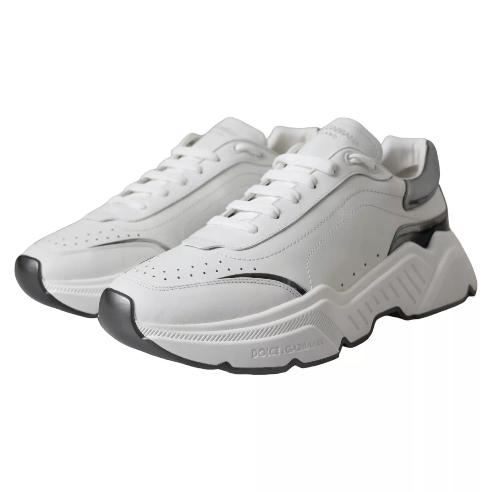 Dolce & Gabbana White Silver Leather Sport DAYMASTER Sneakers | Regal Royce