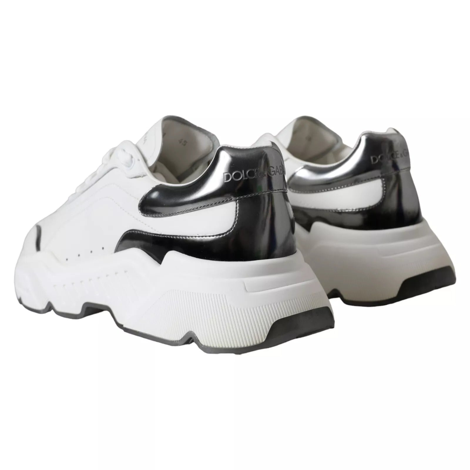 Dolce & Gabbana White Silver Leather Sport DAYMASTER Sneakers | Regal Royce