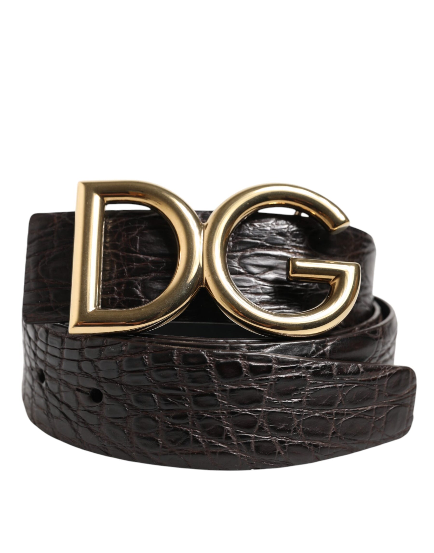 Dolce & Gabbana Black Exotic Leather DG Logo Buckle Belt | Regal Royce