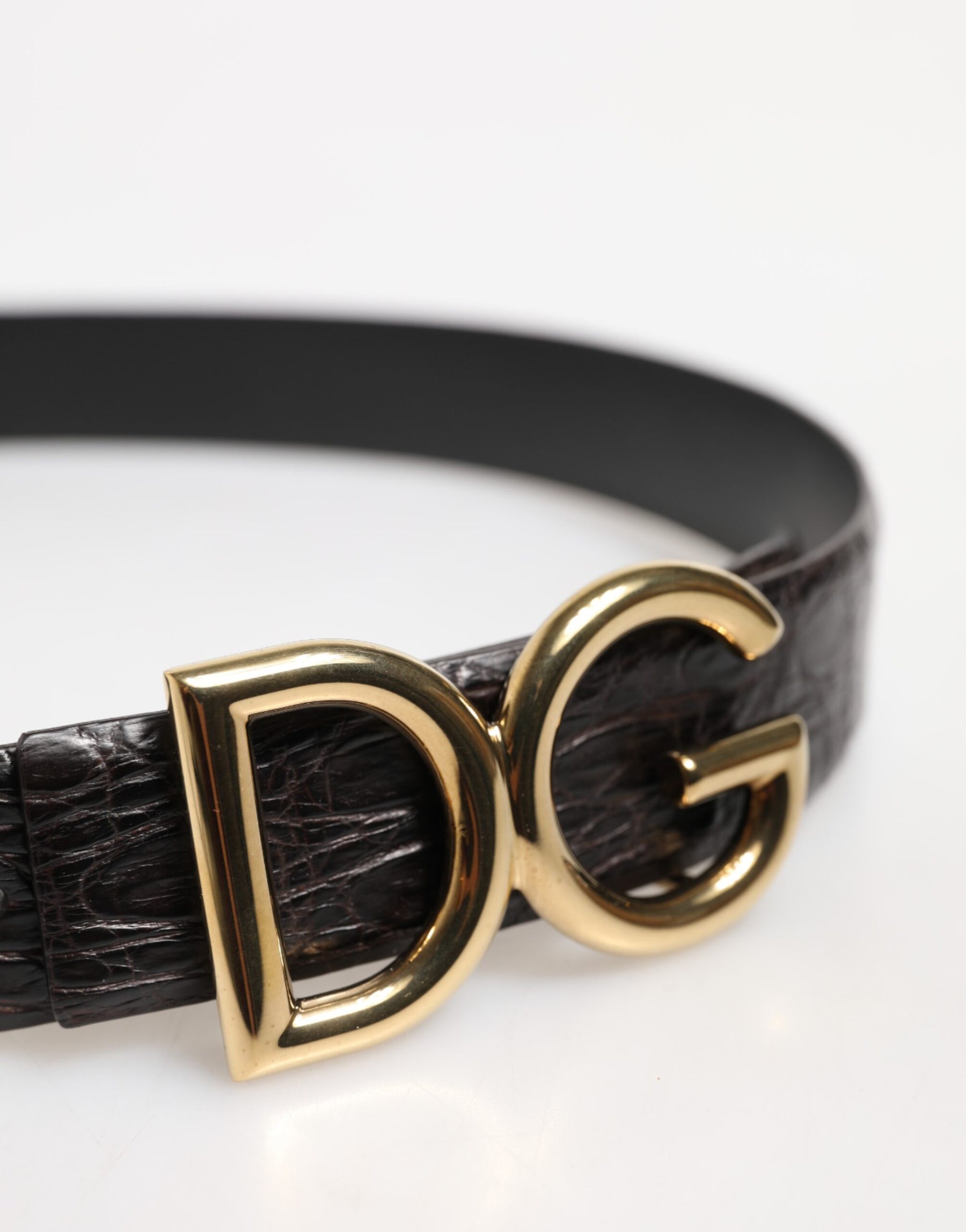 Dolce & Gabbana Black Exotic Leather DG Logo Buckle Belt | Regal Royce