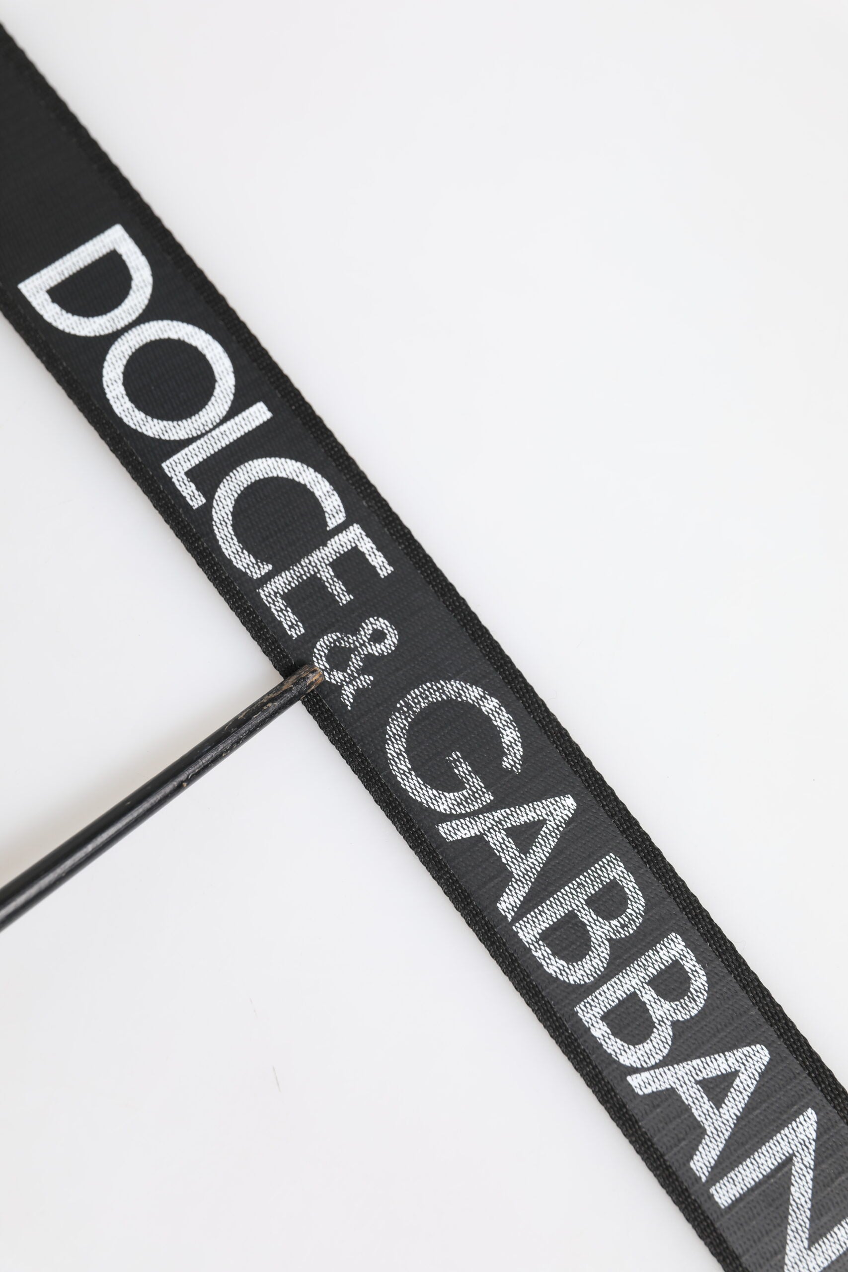 Dolce & Gabbana Black Polyester Leather Metal Buckle Belt | Regal Royce