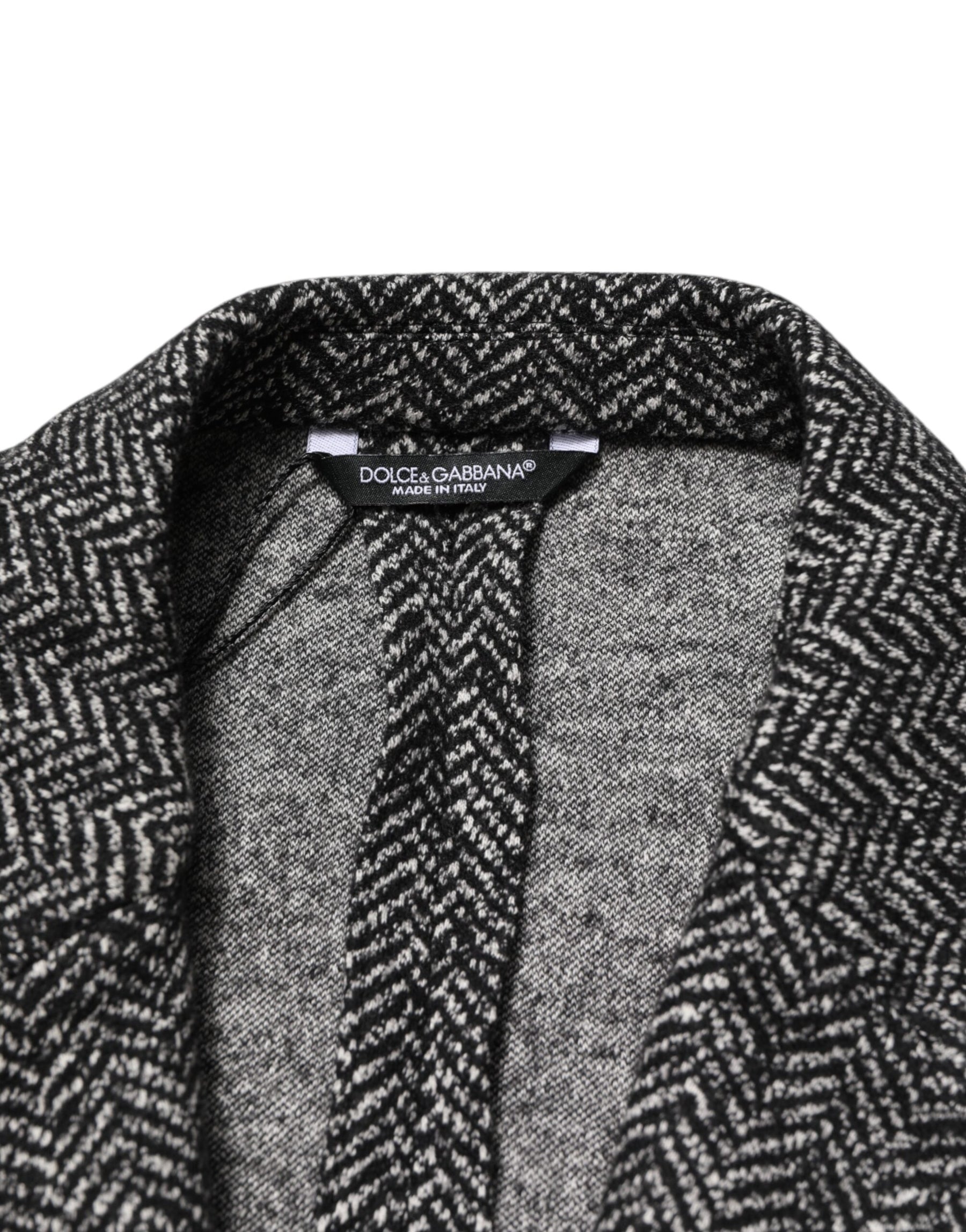 Dolce & Gabbana Black White Double Breasted Men Suit Blazer | Regal Royce