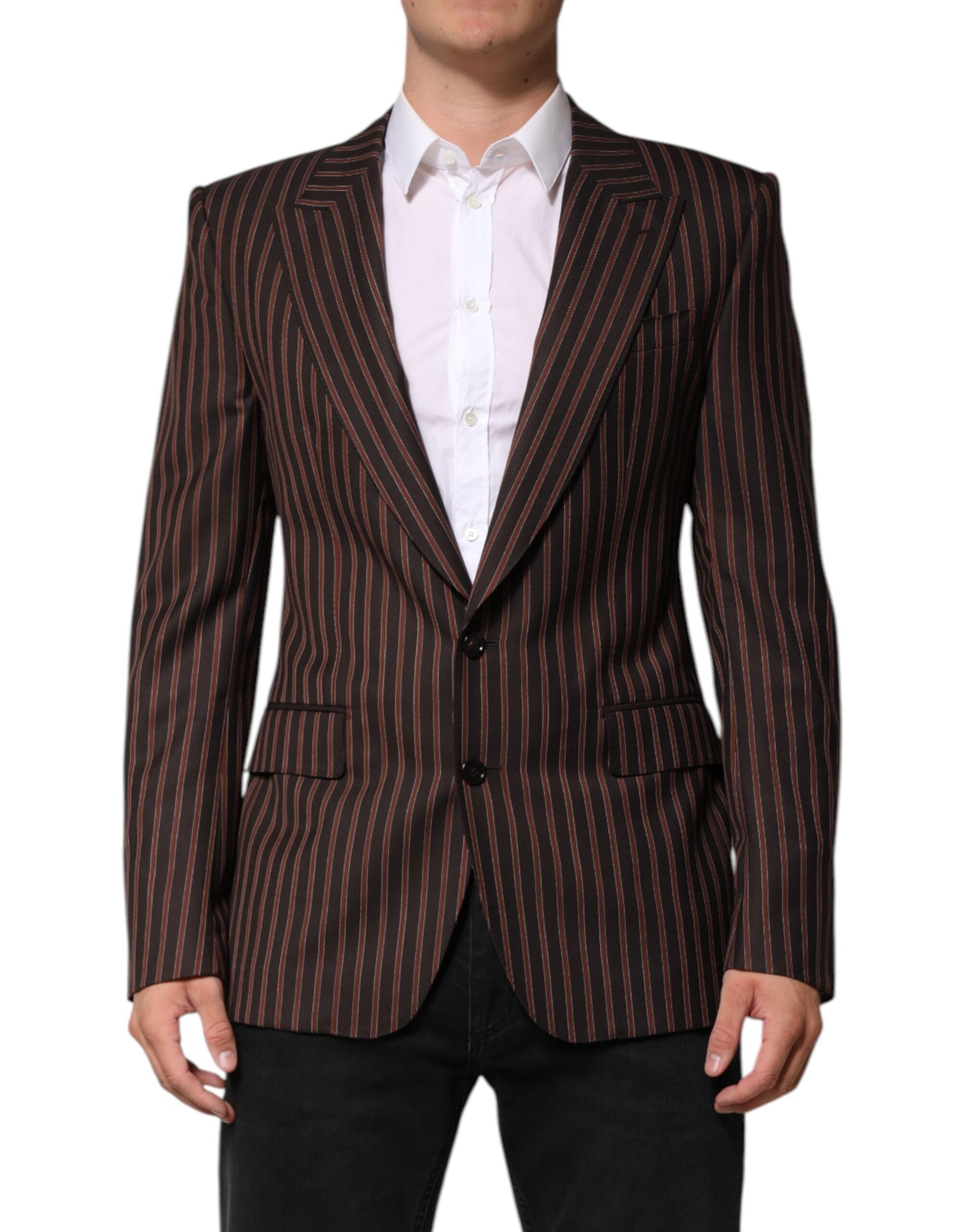 Dolce & Gabbana Black Brown Stripe Single Breasted Blazer | Regal Royce
