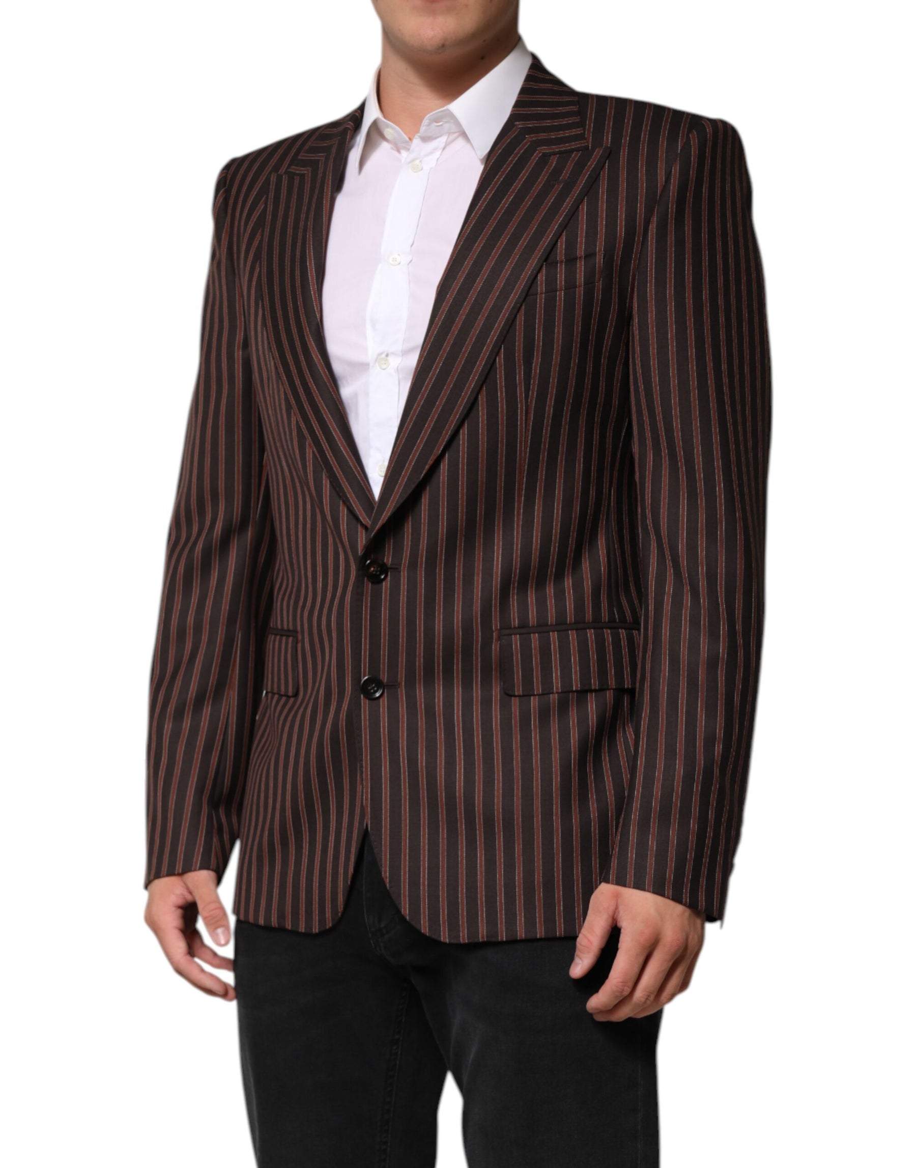 Dolce & Gabbana Black Brown Stripe Single Breasted Blazer | Regal Royce