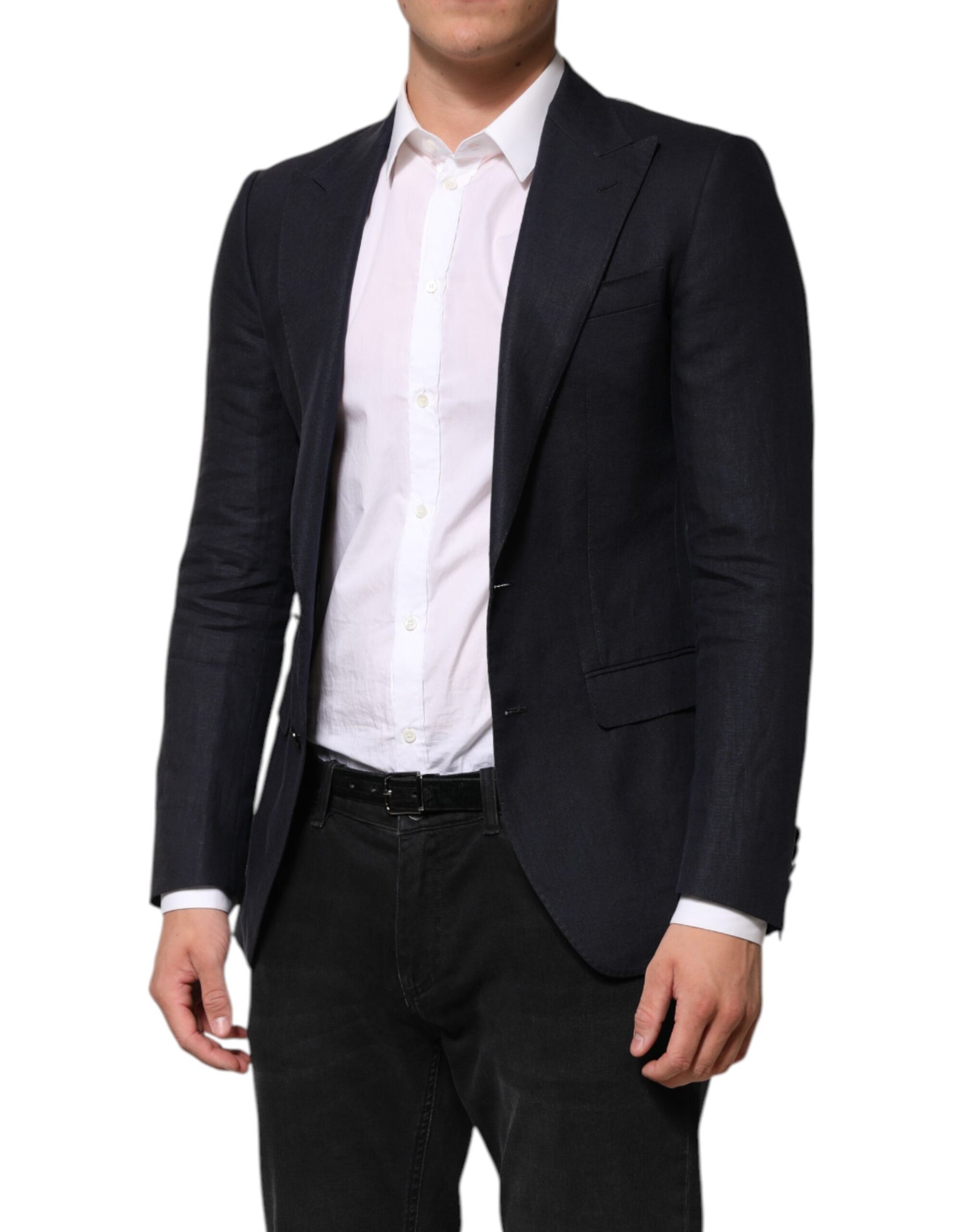 Dolce & Gabbana Dark Blue Single Breasted Men Suit Blazer | Regal Royce
