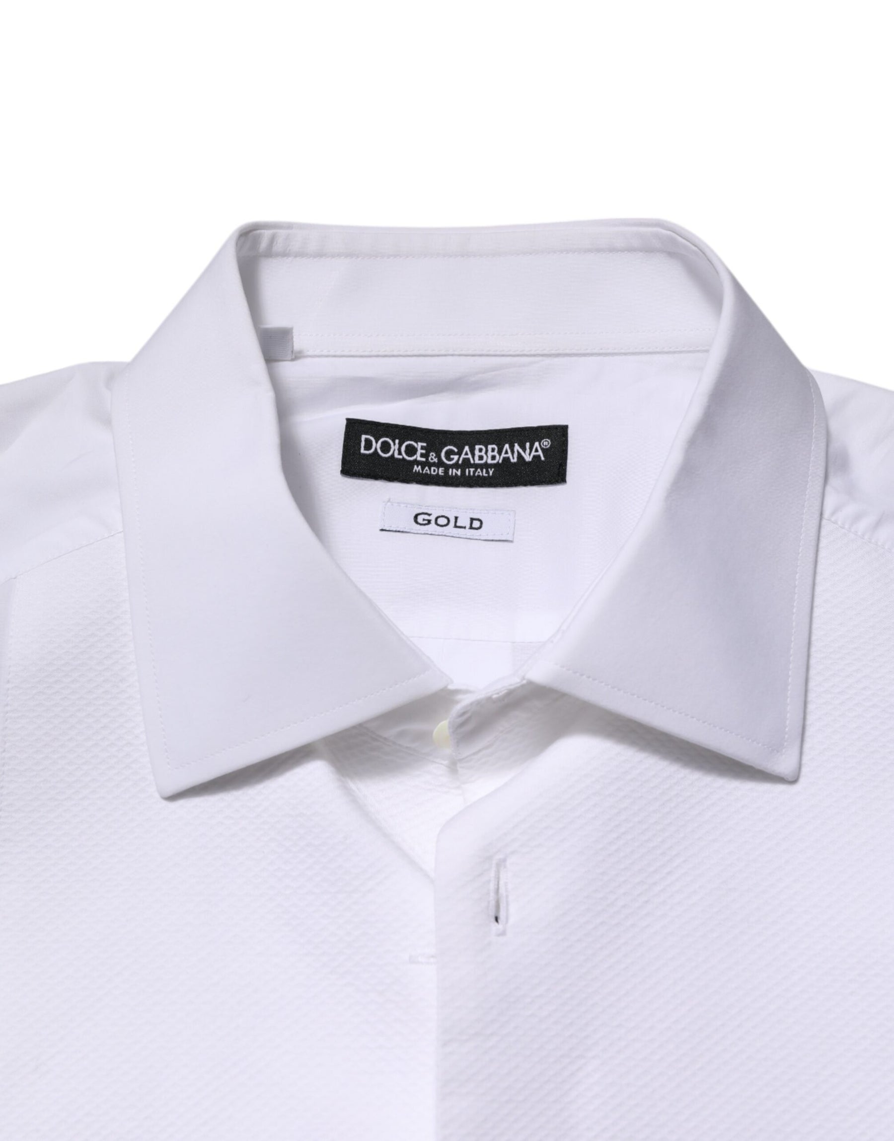 Dolce & Gabbana White Bib Cotton Poplin GOLD Men Formal Shirt | Regal Royce