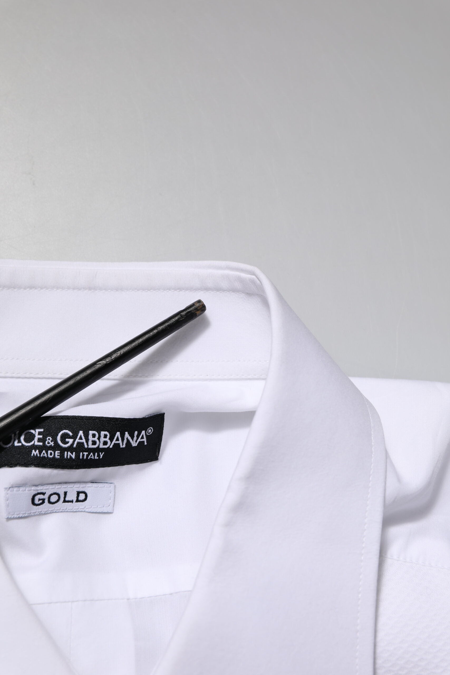 Dolce & Gabbana White Bib Cotton Poplin GOLD Men Formal Shirt | Regal Royce