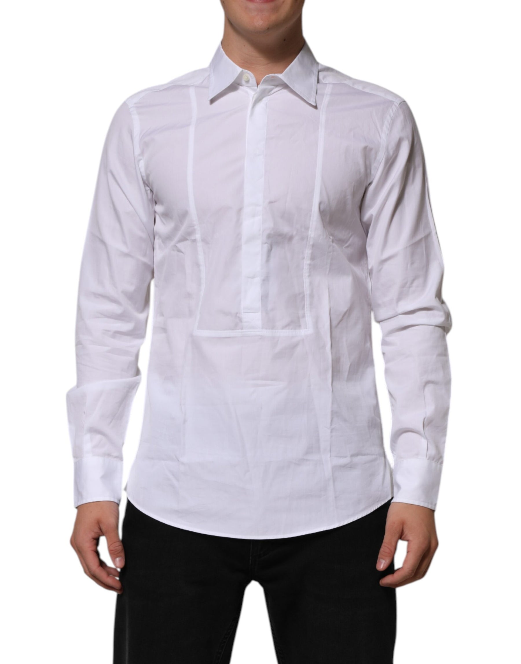 Dolce & Gabbana White Poplin Cotton Formal Men Dress Shirt | Regal Royce
