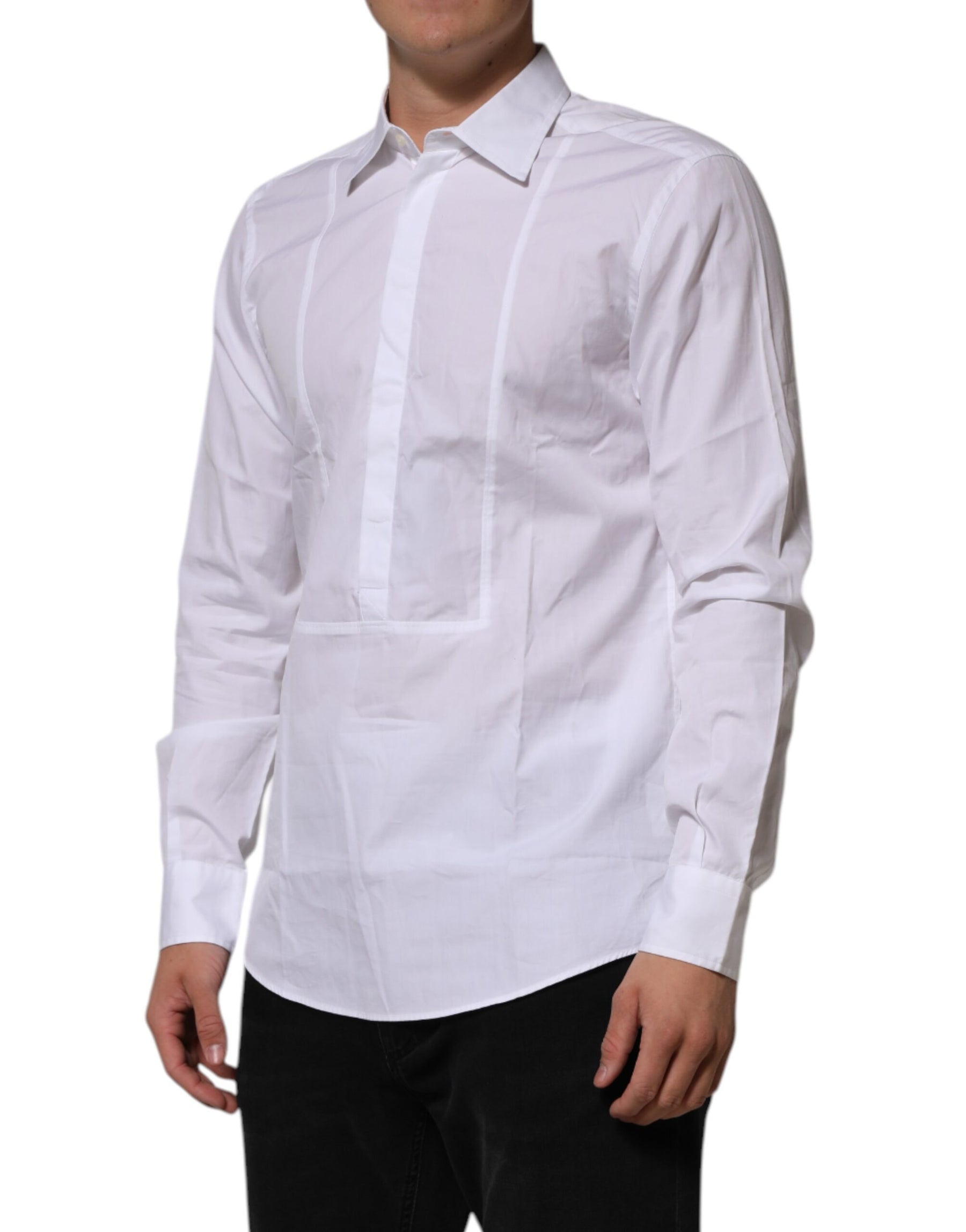 Dolce & Gabbana White Poplin Cotton Formal Men Dress Shirt | Regal Royce