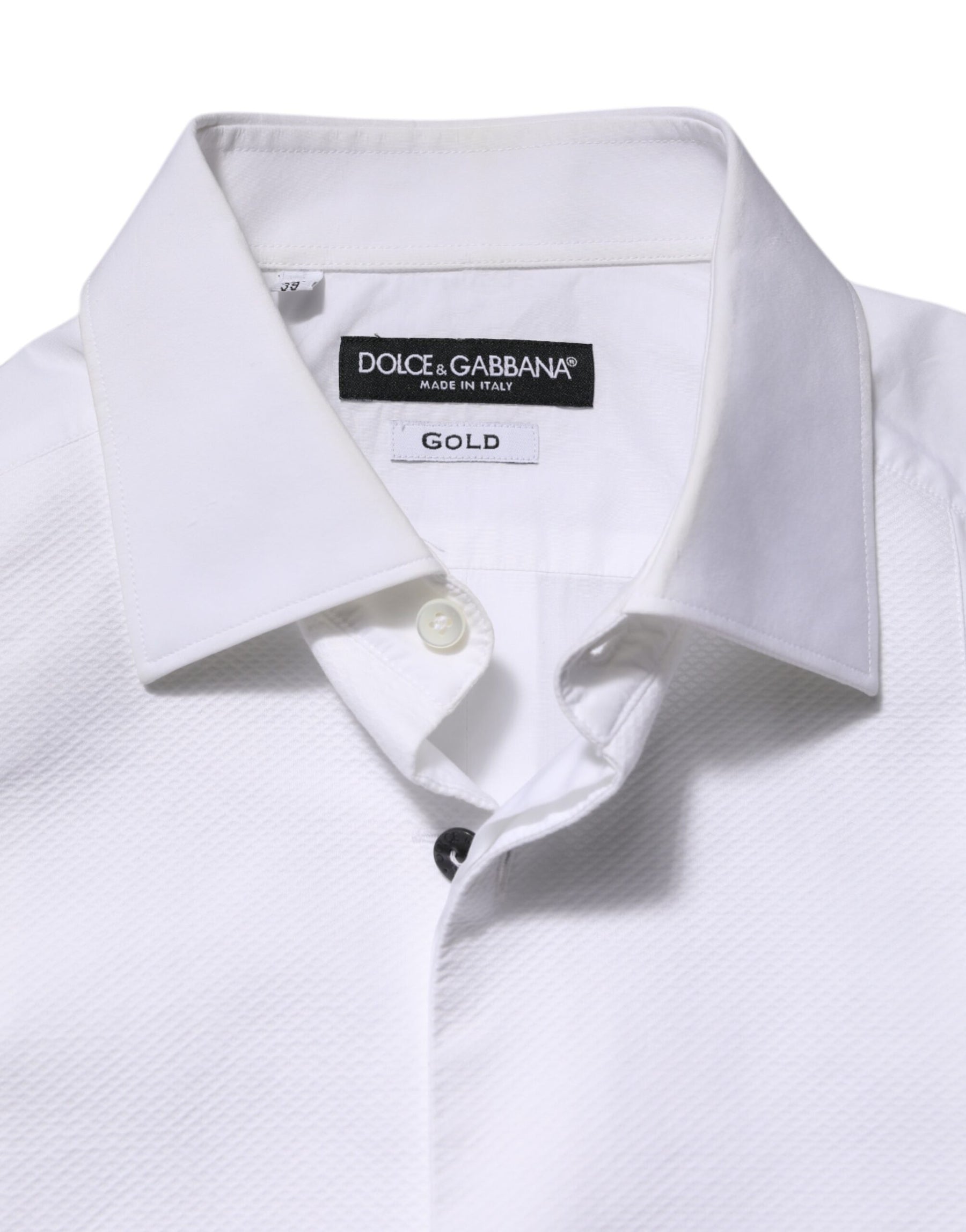 Dolce & Gabbana White Bib Cotton Poplin GOLD Men Formal Shirt | Regal Royce