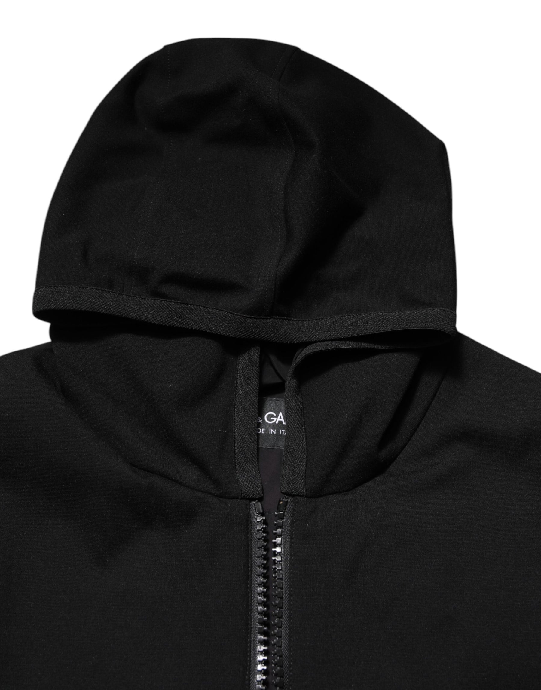 Dolce & Gabbana Black Sleeveless Hooded Logo Plaque Jacket | Regal Royce