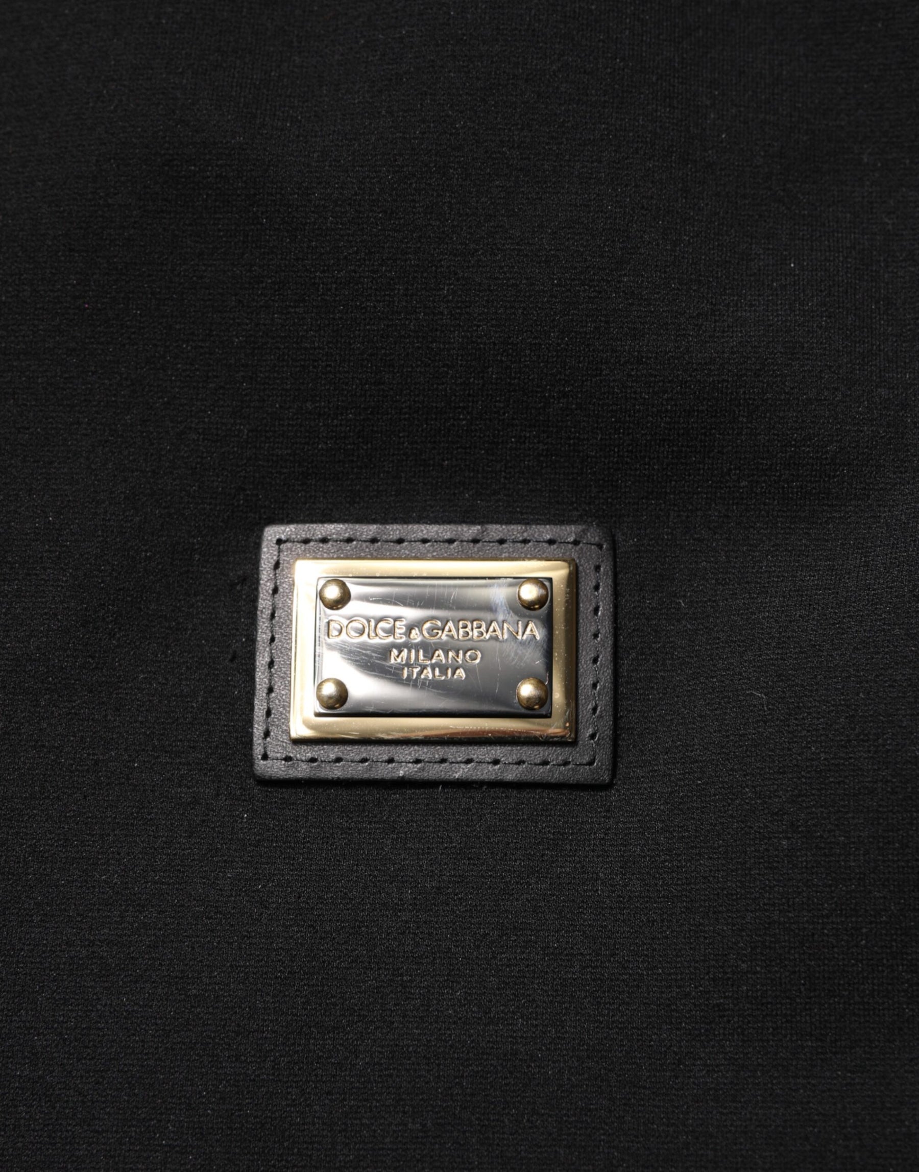 Dolce & Gabbana Black Sleeveless Hooded Logo Plaque Jacket | Regal Royce