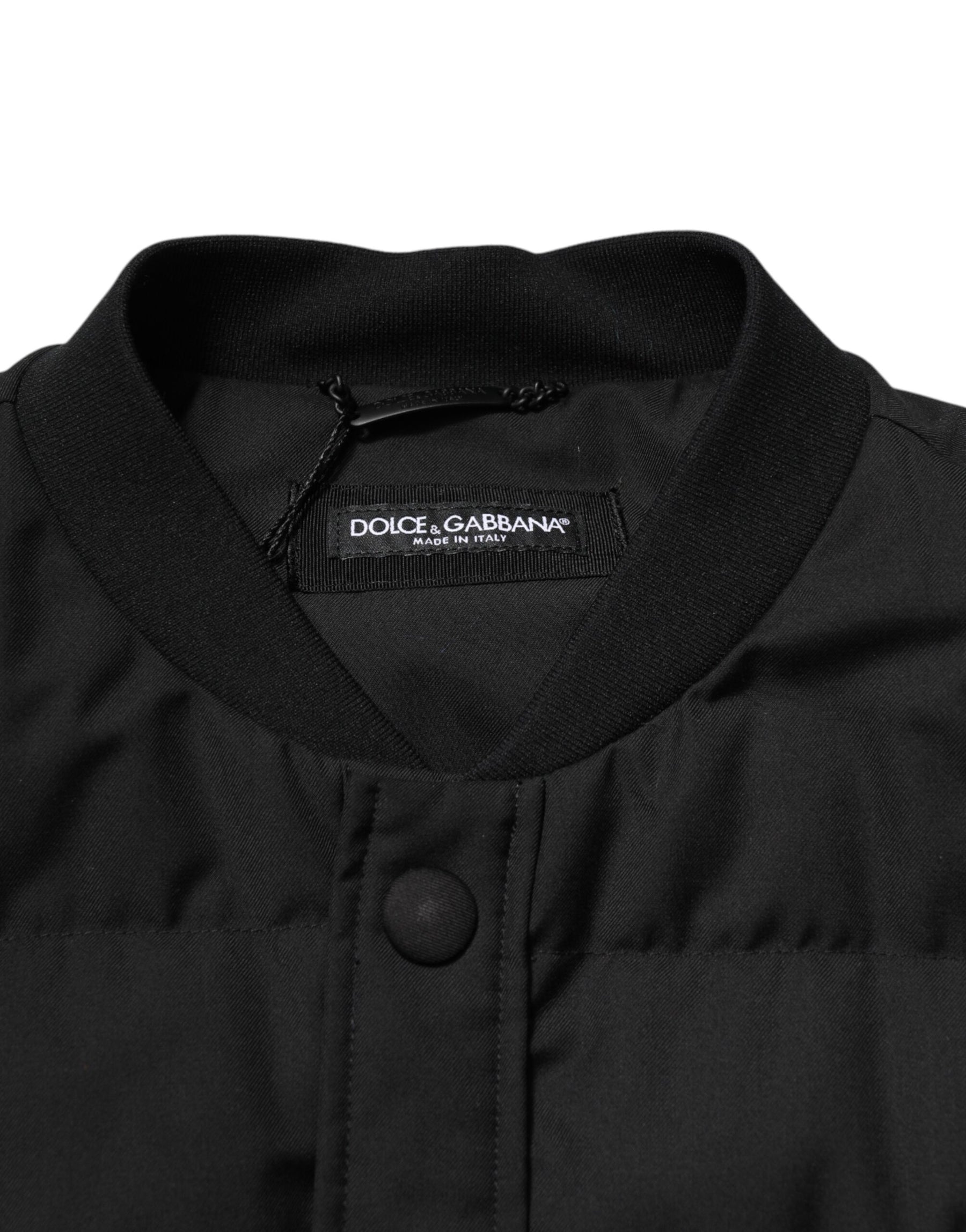 Dolce & Gabbana Black Sleeveless Parka Logo Plaque Jacket | Regal Royce
