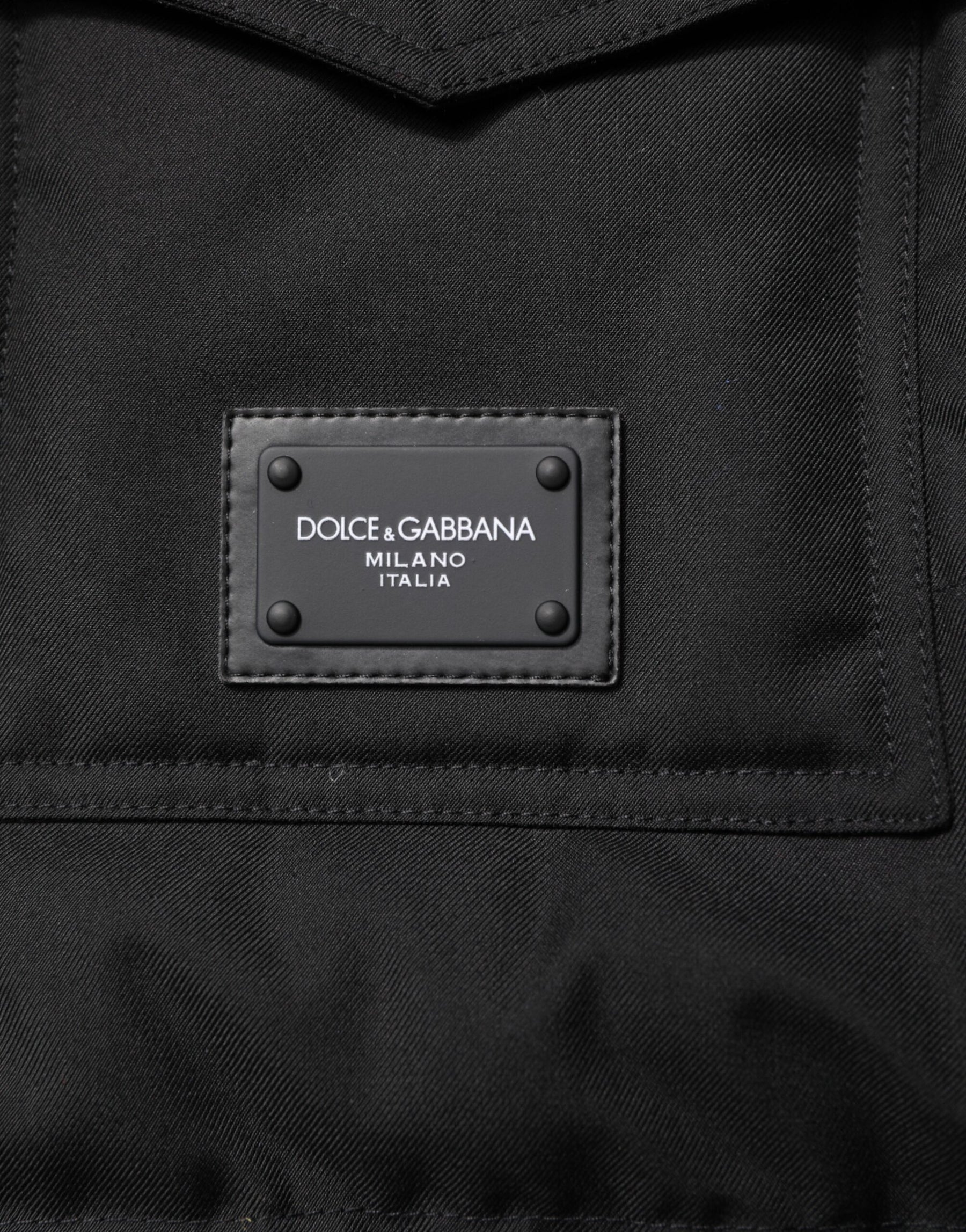 Dolce & Gabbana Black Sleeveless Parka Logo Plaque Jacket | Regal Royce