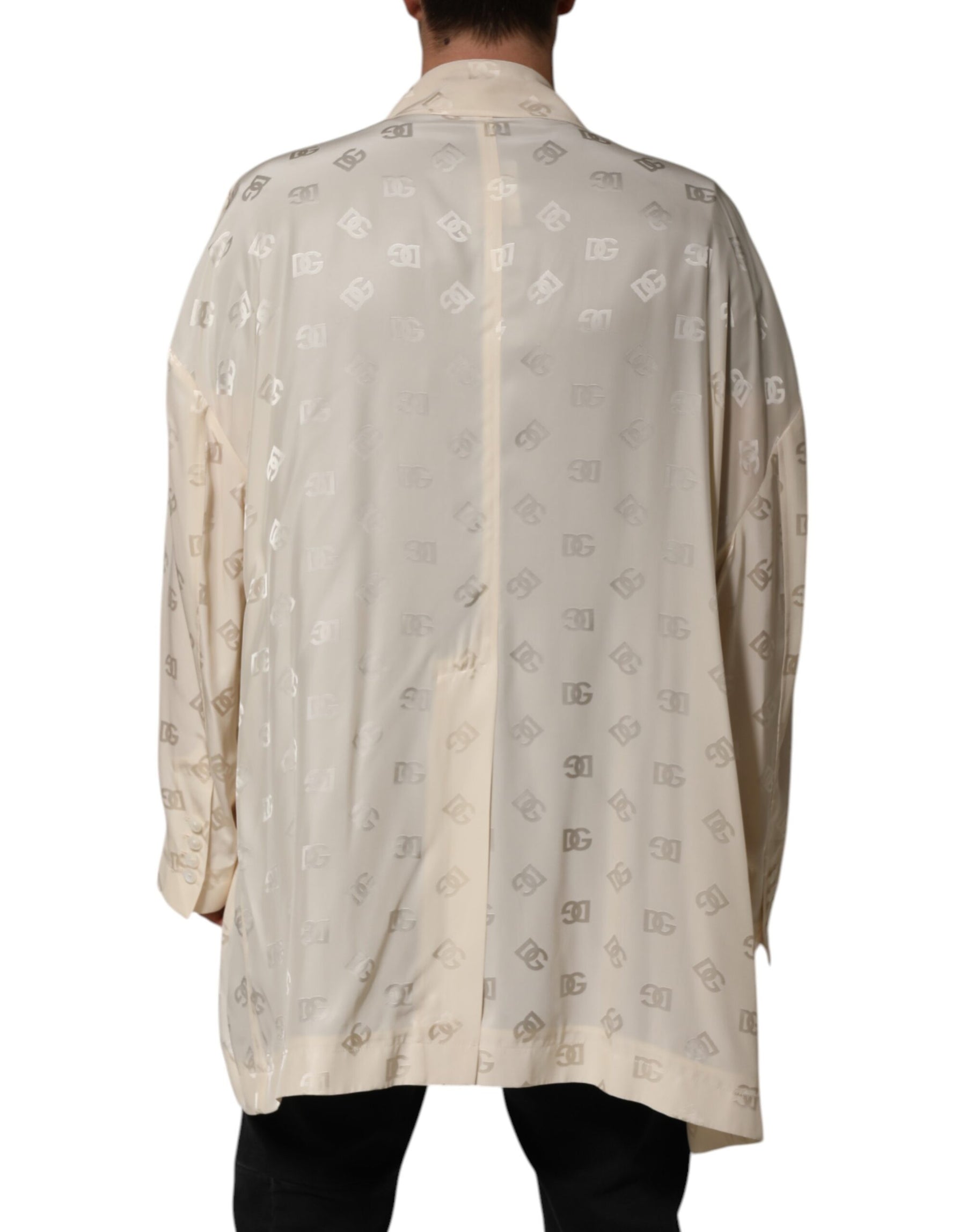 Dolce & Gabbana Beige Polyester Logo Monogram Coat Jacket | Regal Royce