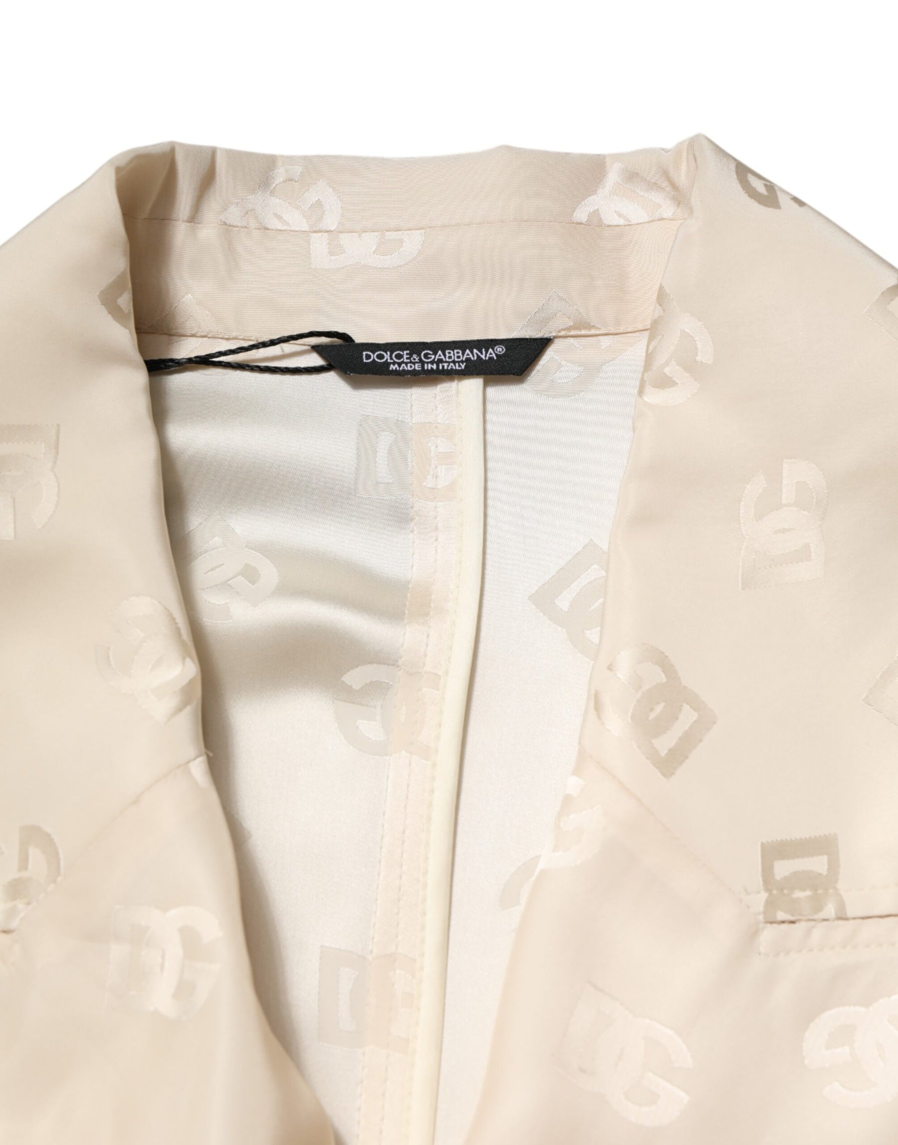 Dolce & Gabbana Beige Polyester Logo Monogram Coat Jacket | Regal Royce