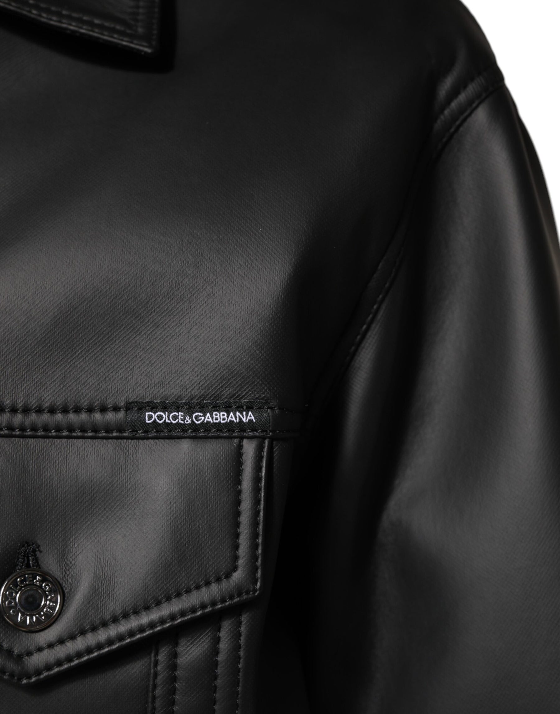 Dolce & Gabbana Black Polyester Button Down Biker Jacket | Regal Royce