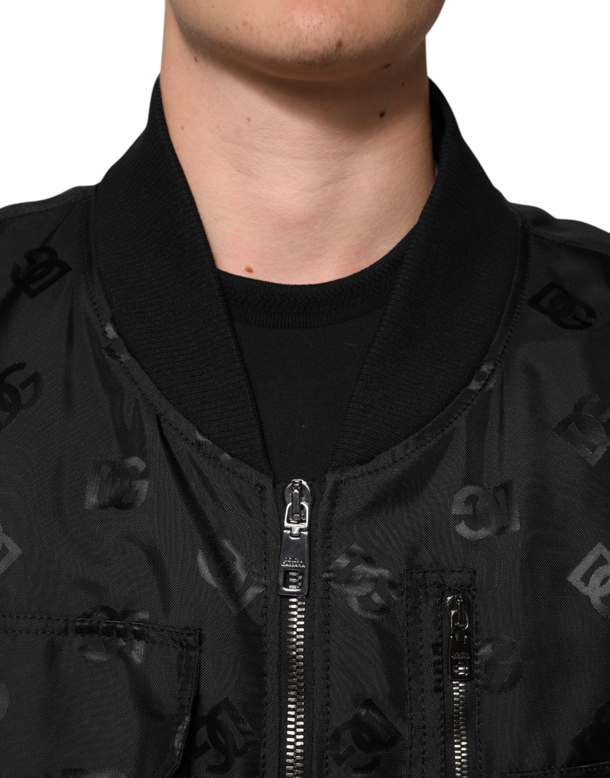 Dolce & Gabbana Black Cargo Windbraker Logo Mania Jacket
