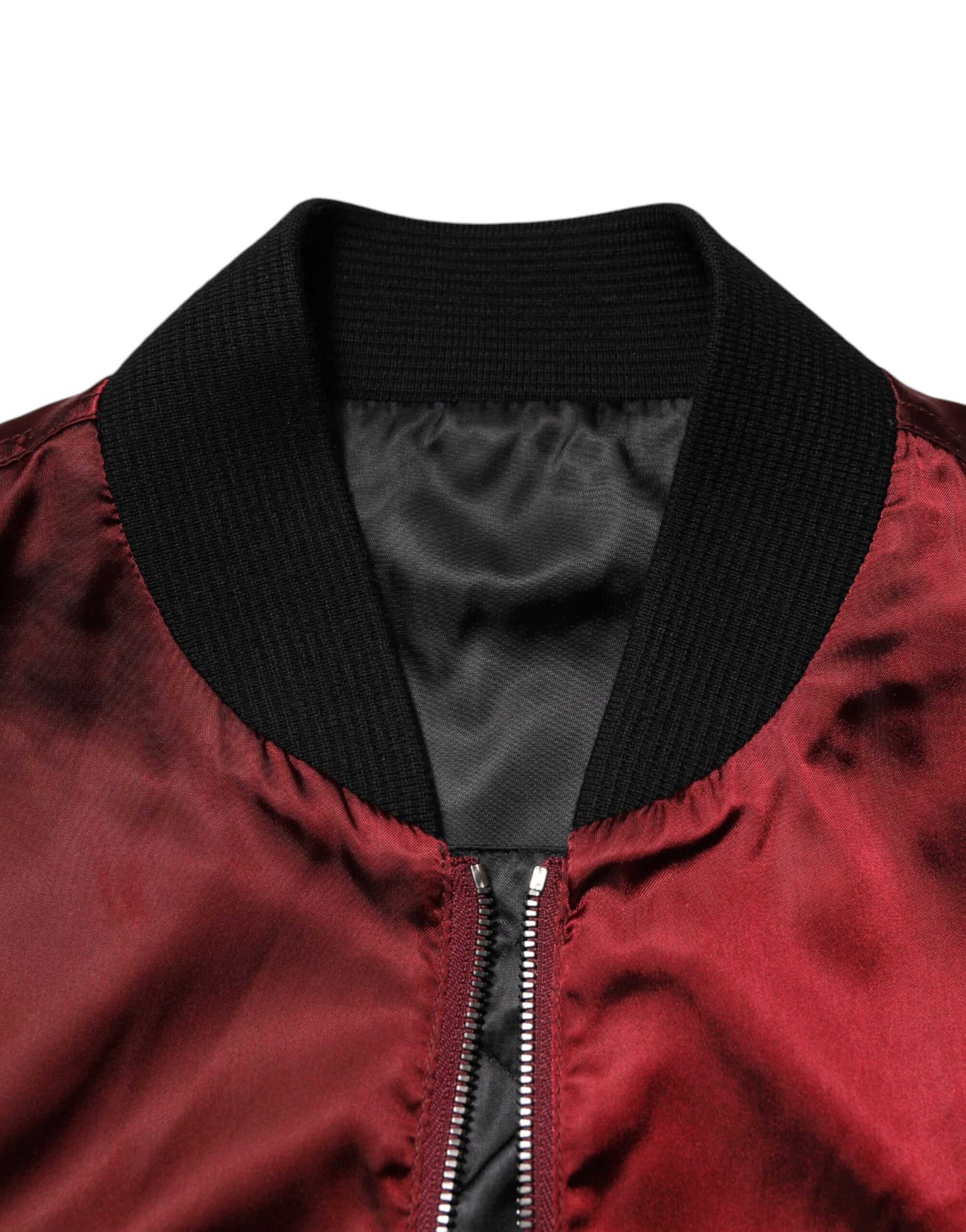 Dolce & Gabbana Maroon Nylon DG Crown Embroidery Jacket | Regal Royce
