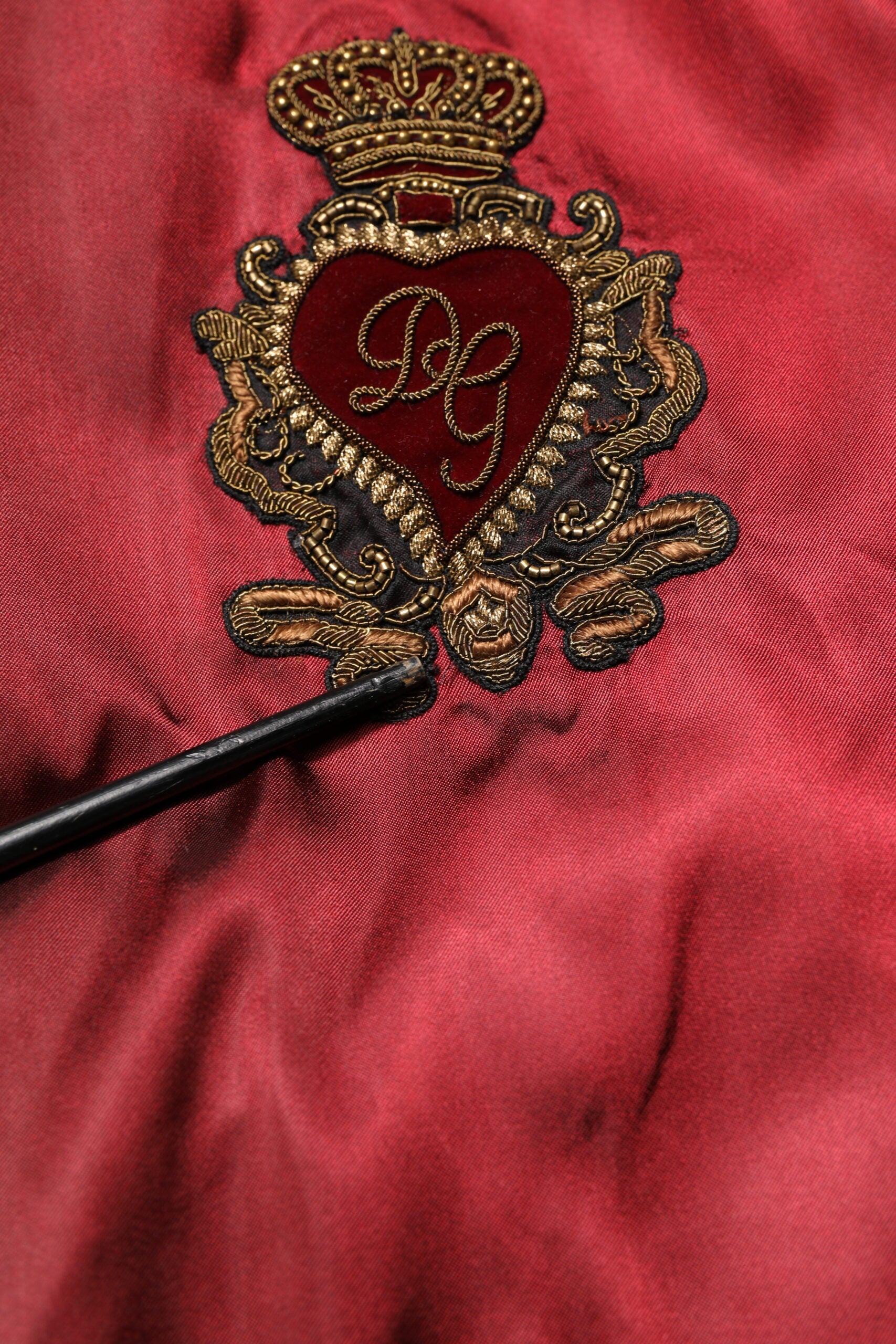 Dolce & Gabbana Maroon Nylon DG Crown Embroidery Jacket | Regal Royce