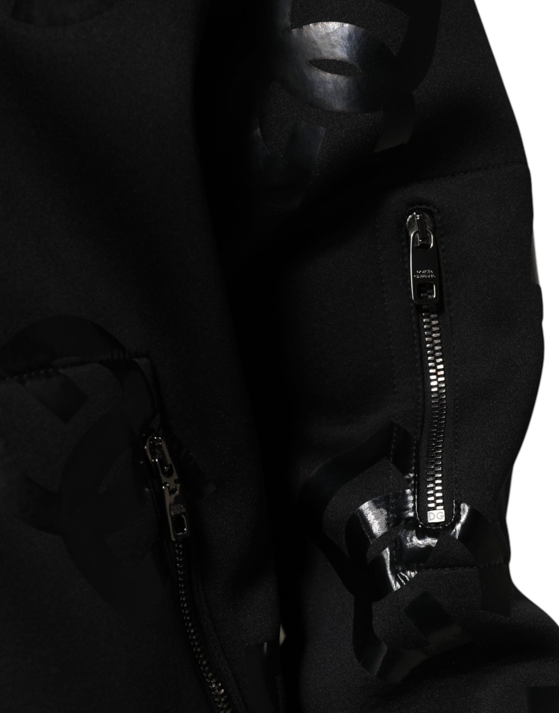 Dolce & Gabbana Black Wool Logo DG Mania Men Bomber Jacket | Regal Royce