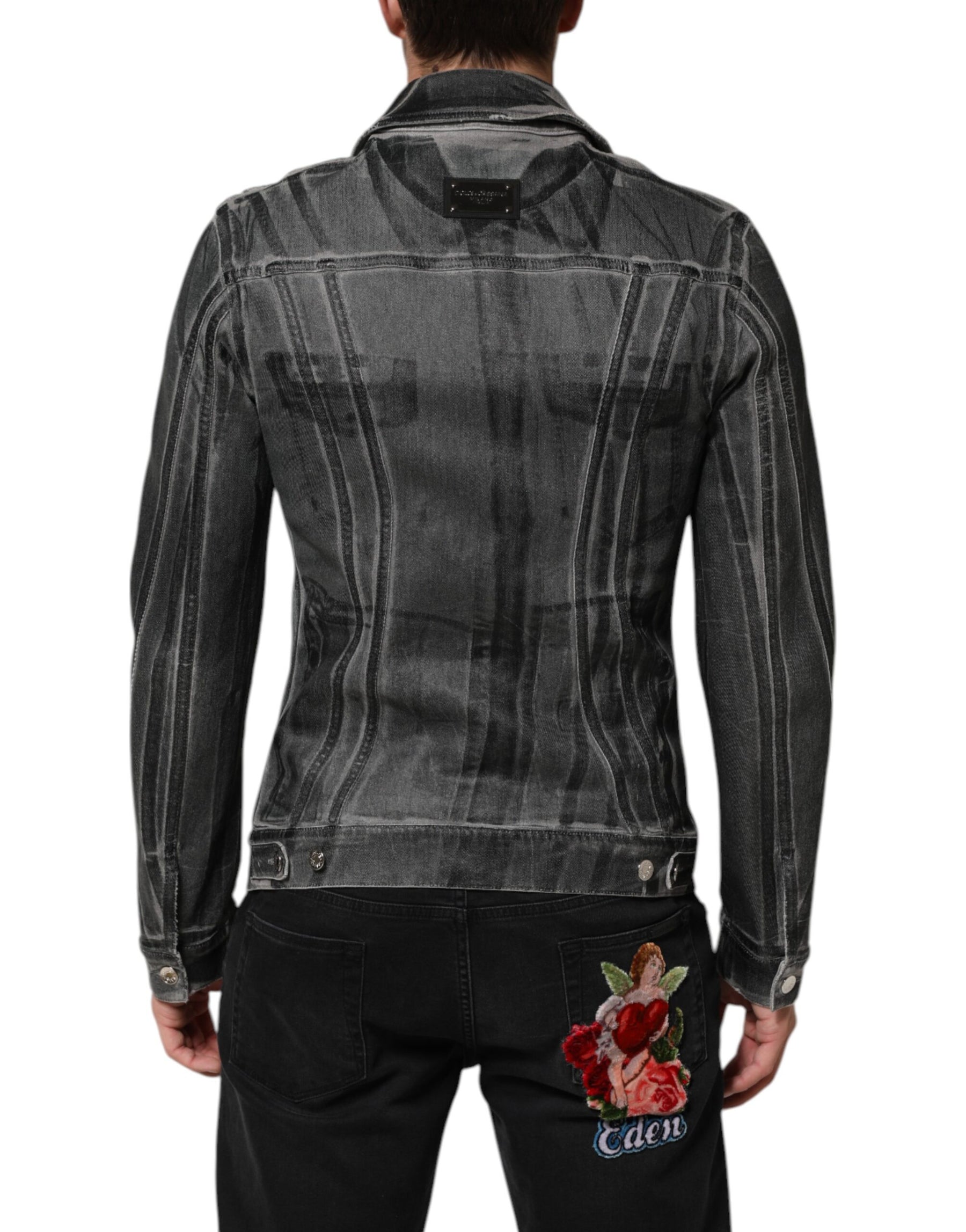 Dolce & Gabbana Gray Washed Cotton Stretch Denim Jacket | Regal Royce
