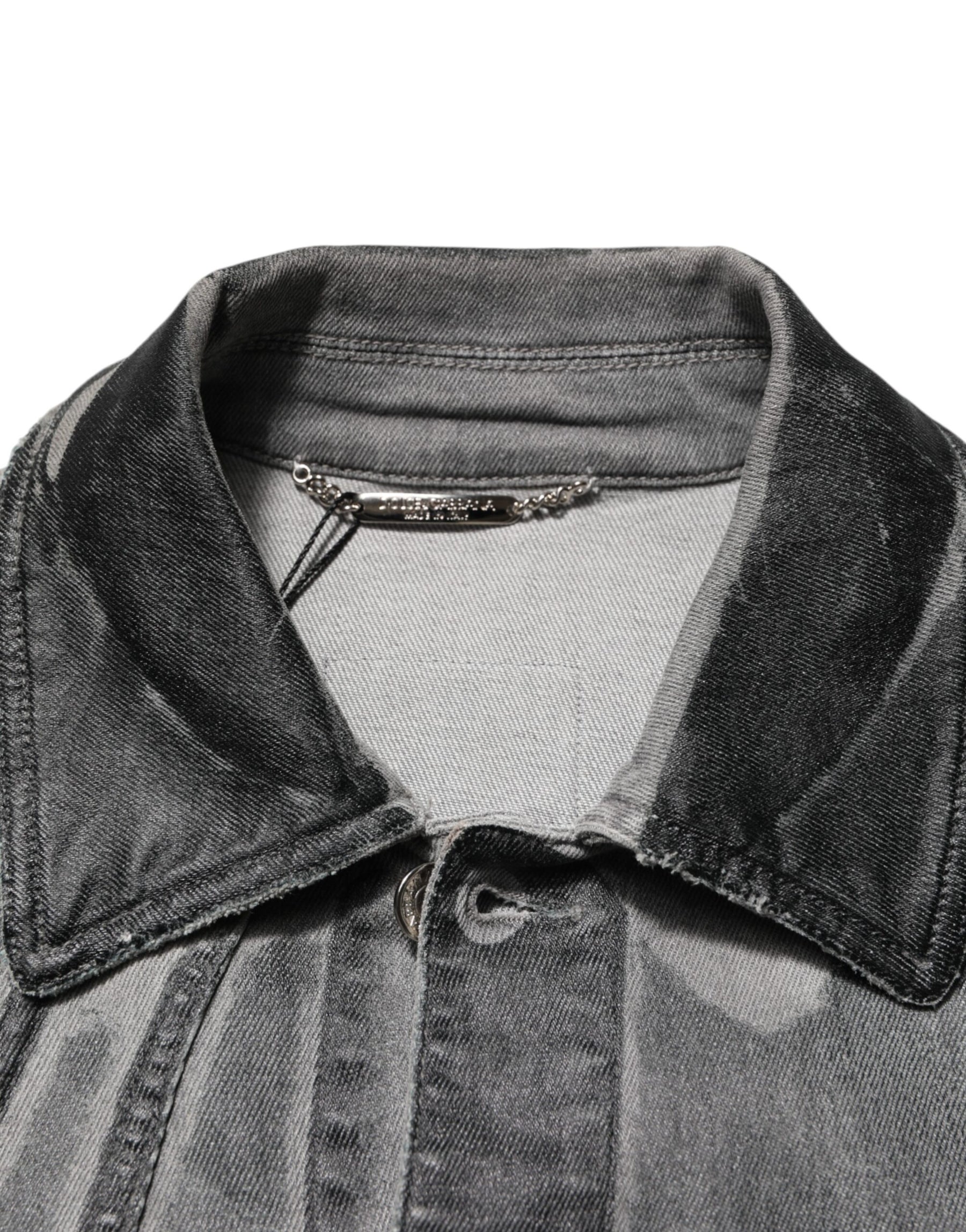 Dolce & Gabbana Gray Washed Cotton Stretch Denim Jacket | Regal Royce