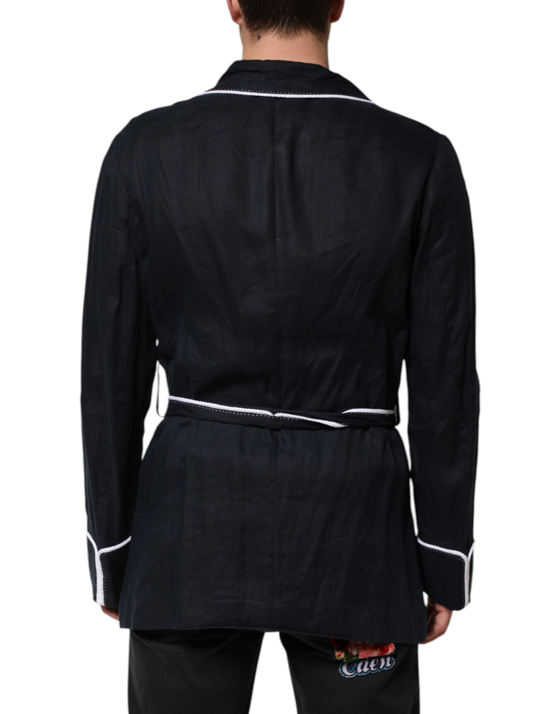 Dolce & Gabbana Dark Blue DG Embroidery Jacket Robe Blazer | Regal Royce