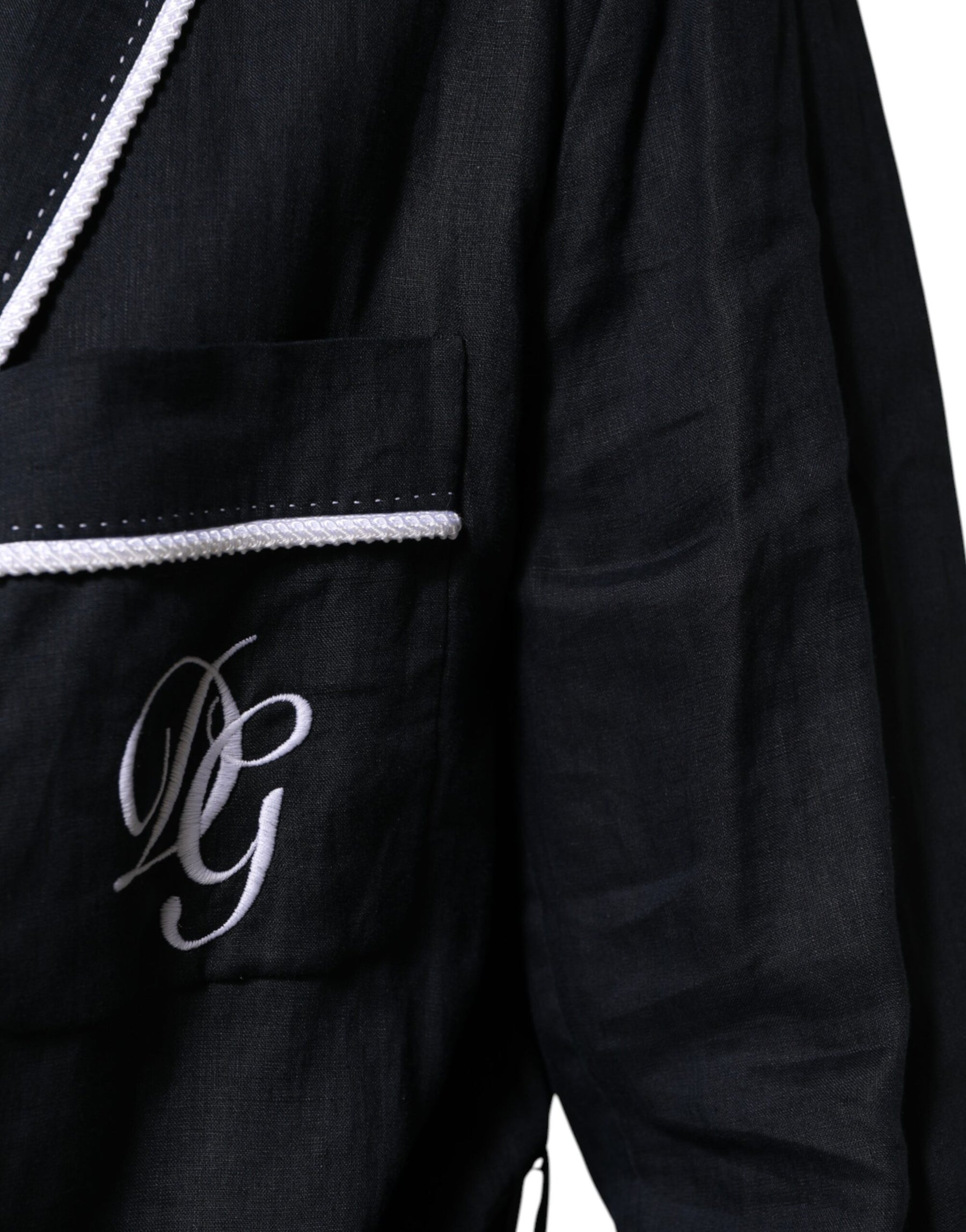 Dolce & Gabbana Dark Blue DG Embroidery Jacket Robe Blazer | Regal Royce