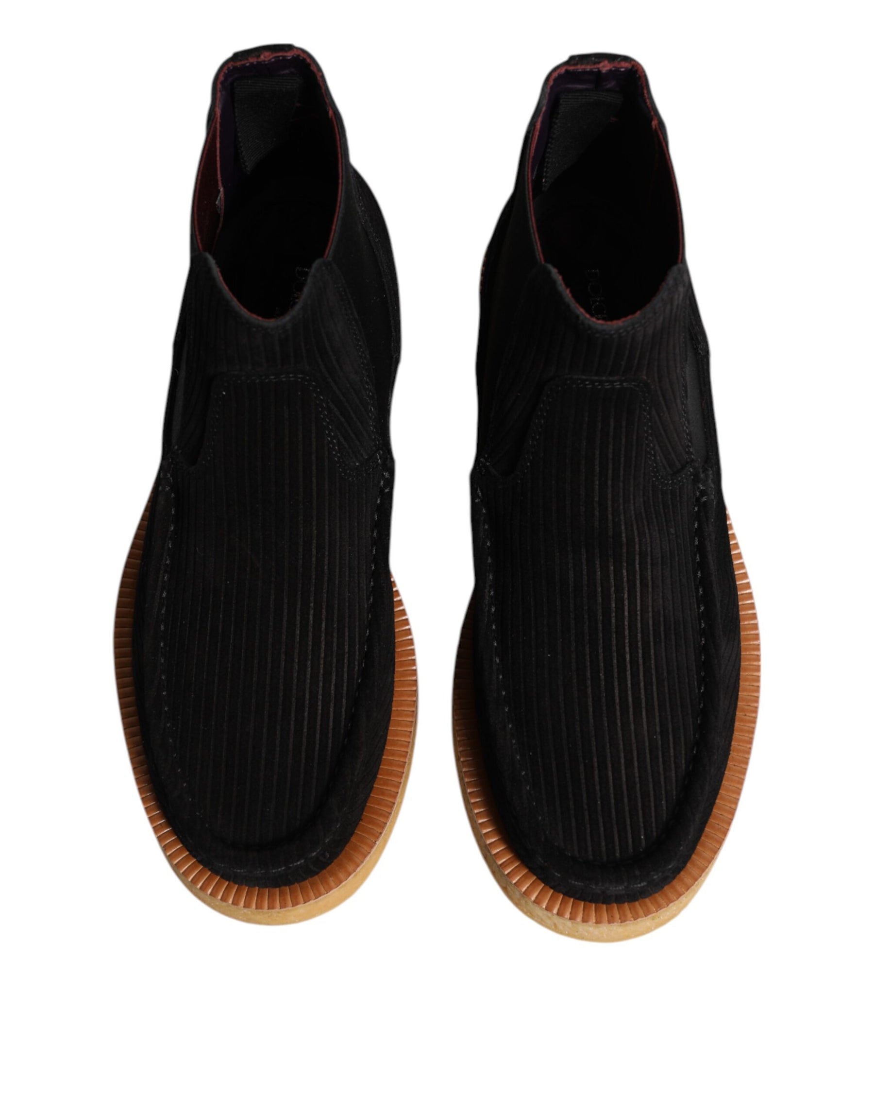 Dolce & Gabbana Black Calf Suede Slip On Ankle Boots Shoes | Regal Royce