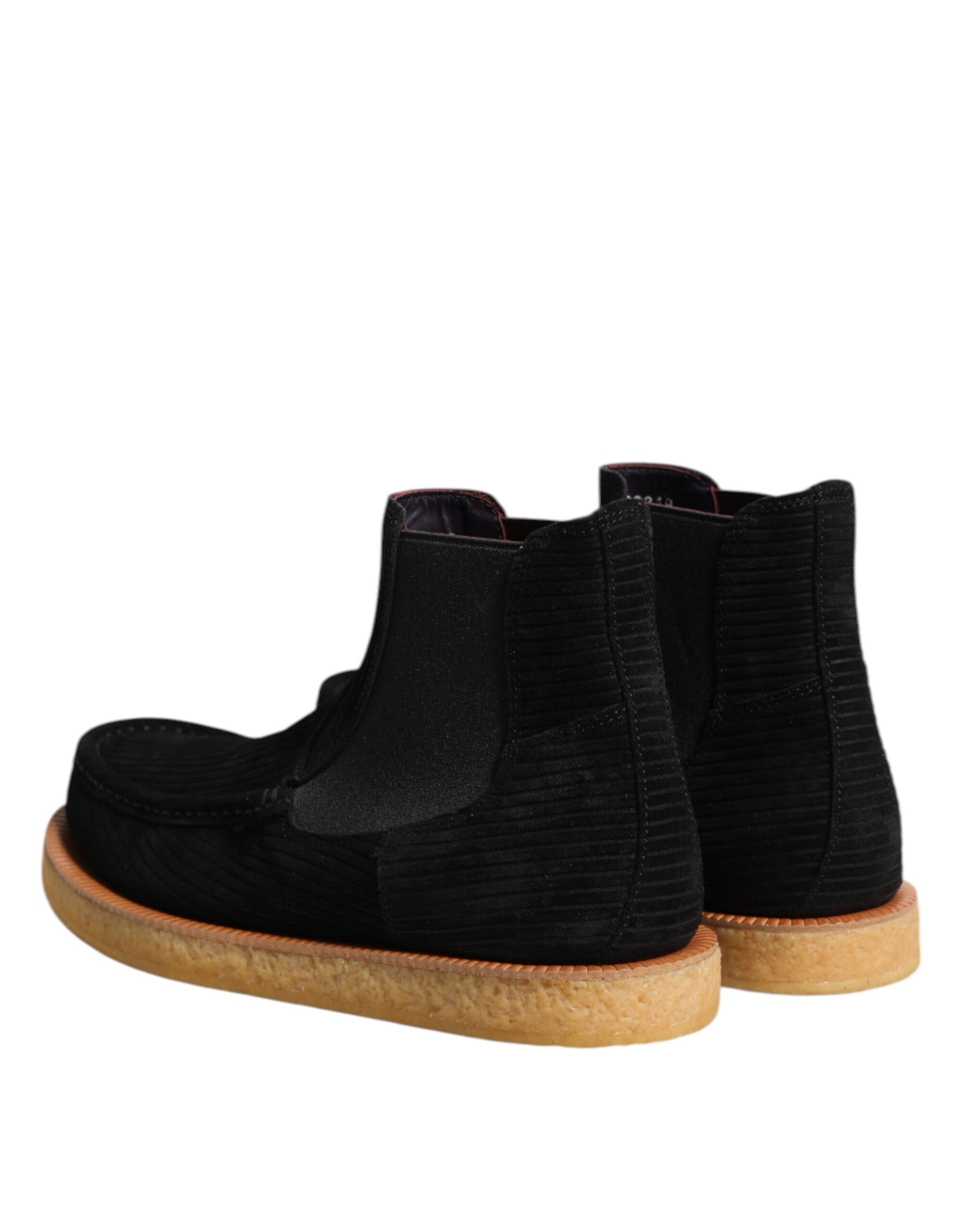 Dolce & Gabbana Black Calf Suede Slip On Ankle Boots Shoes | Regal Royce
