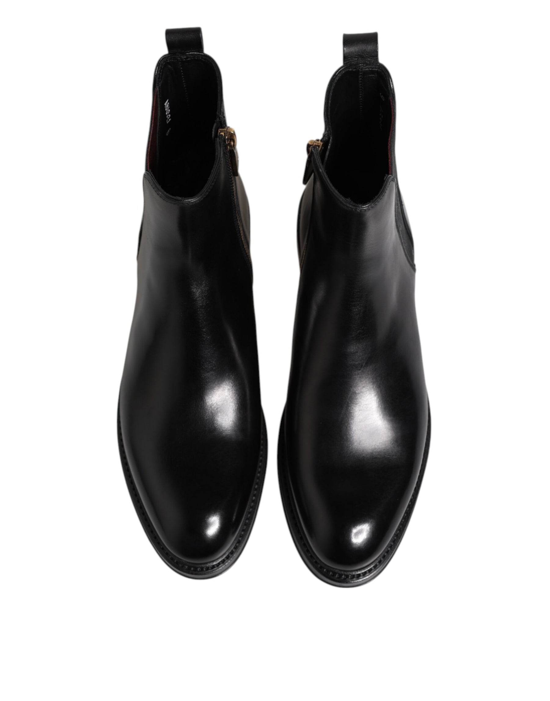 Dolce & Gabbana Black Chelsea Leather Mid Calf Boots Shoes | Regal Royce