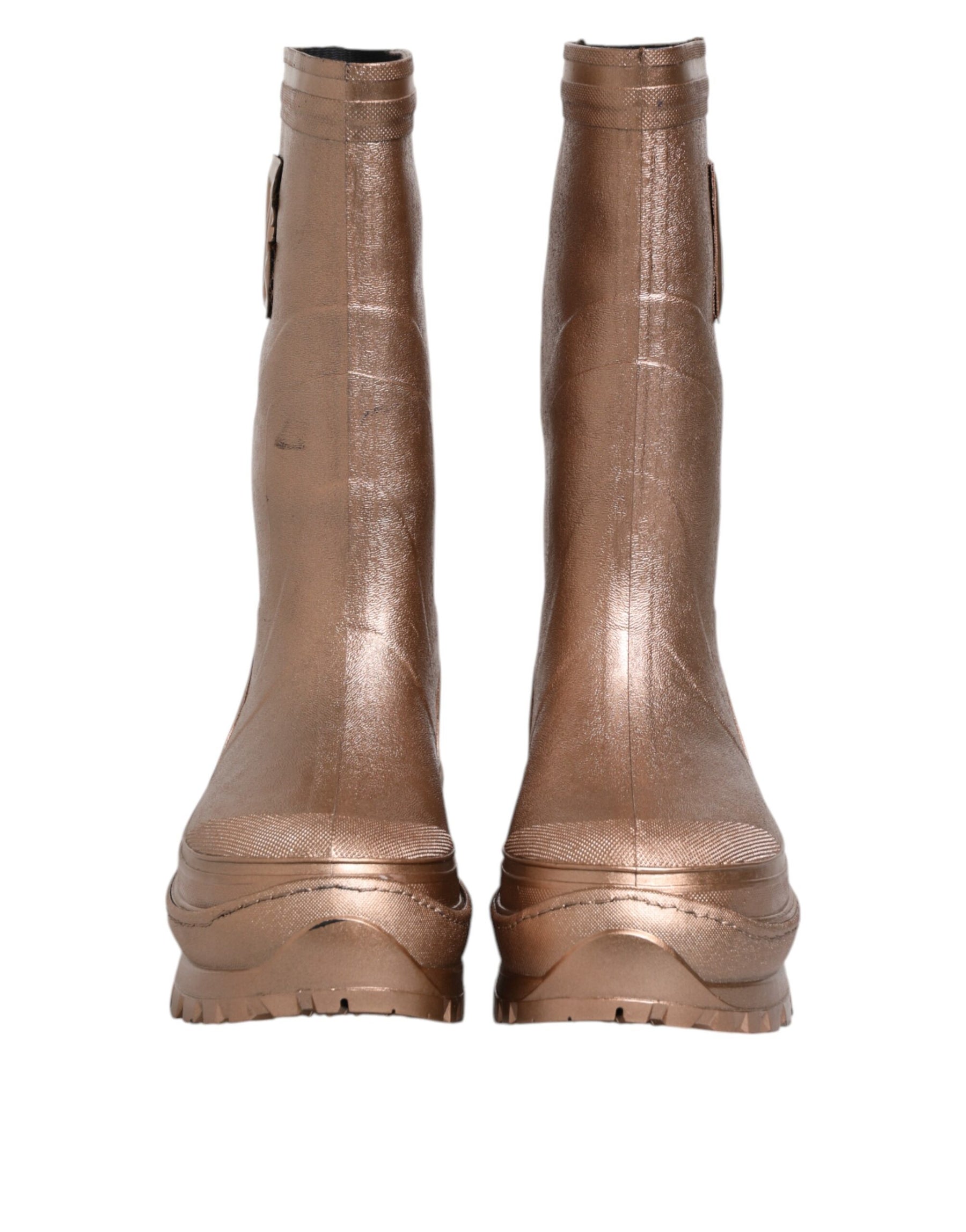 Dolce & Gabbana Metallic Gold Pull On Rain Boots Shoes | Regal Royce