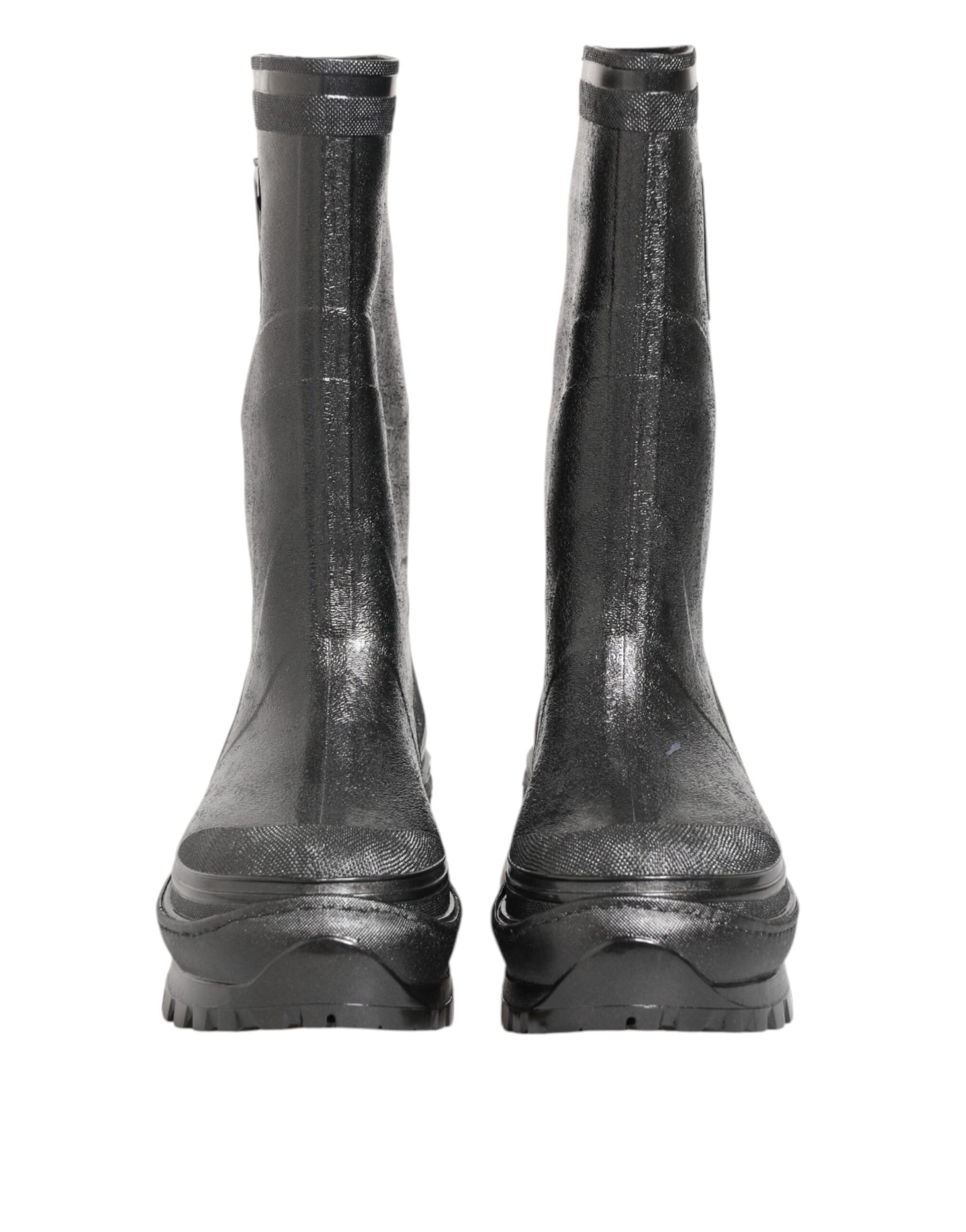 Dolce & Gabbana Metallic Black Pull On Rain Boots Shoes | Regal Royce
