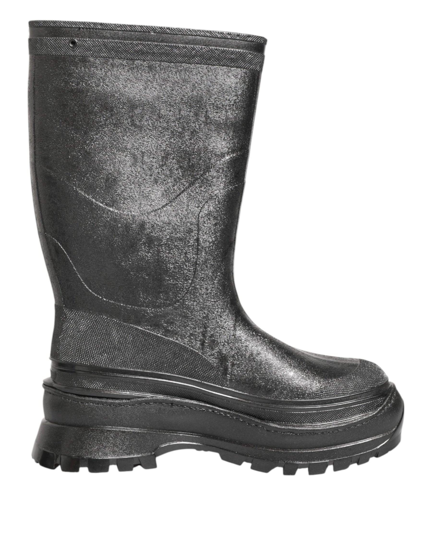 Dolce & Gabbana Metallic Black Pull On Rain Boots Shoes | Regal Royce