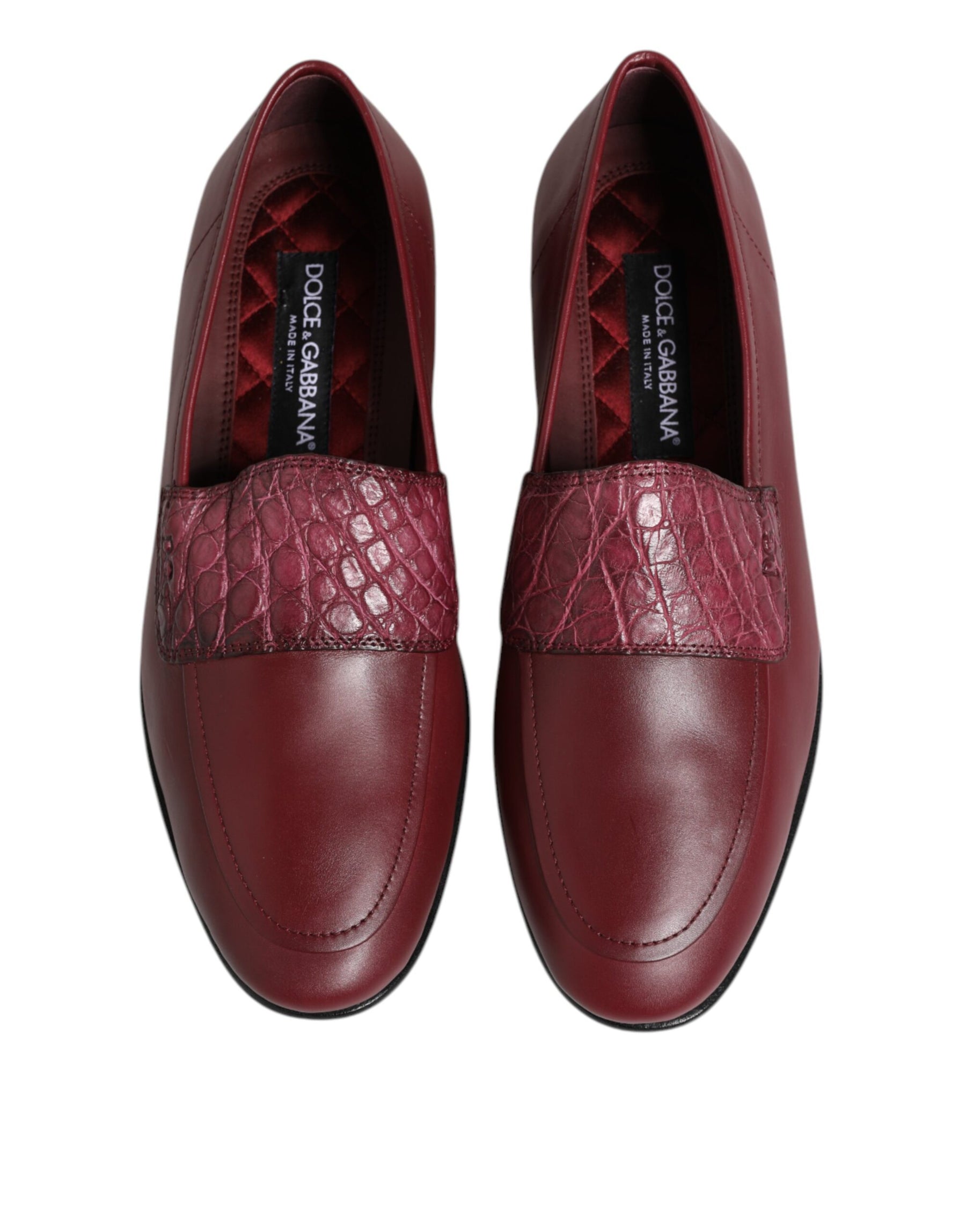 Dolce & Gabbana Burgundy Leather Formal Slip On Shoes | Regal Royce